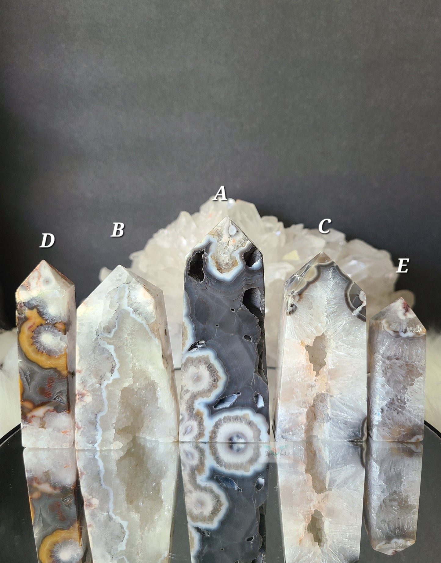 Argentina Agate in Quartz Tower (Rare find)