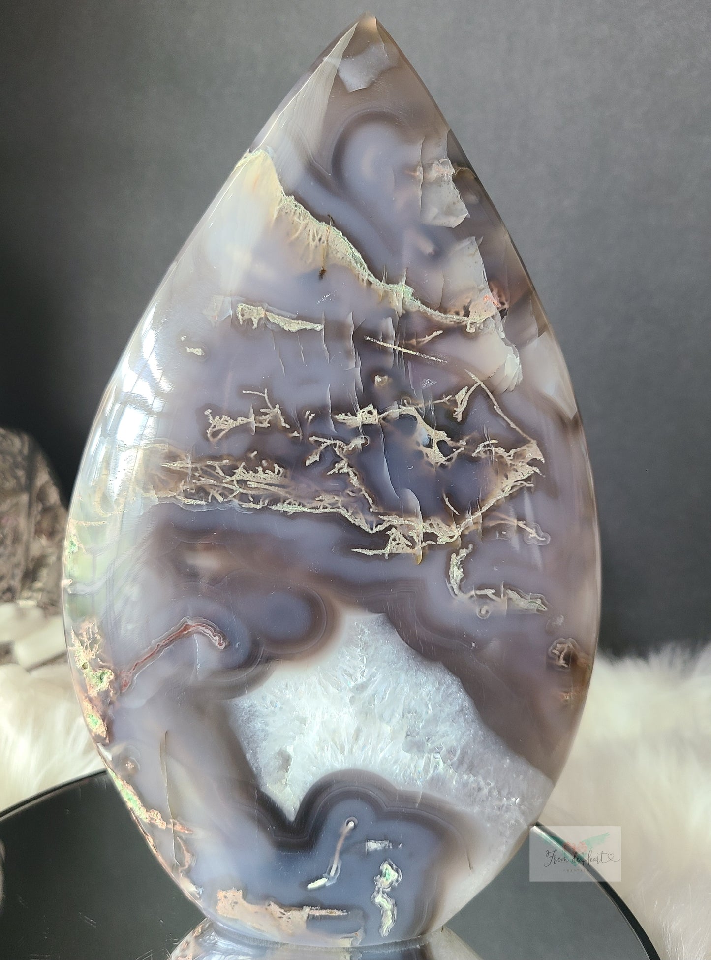 Black Moss Agate Flame