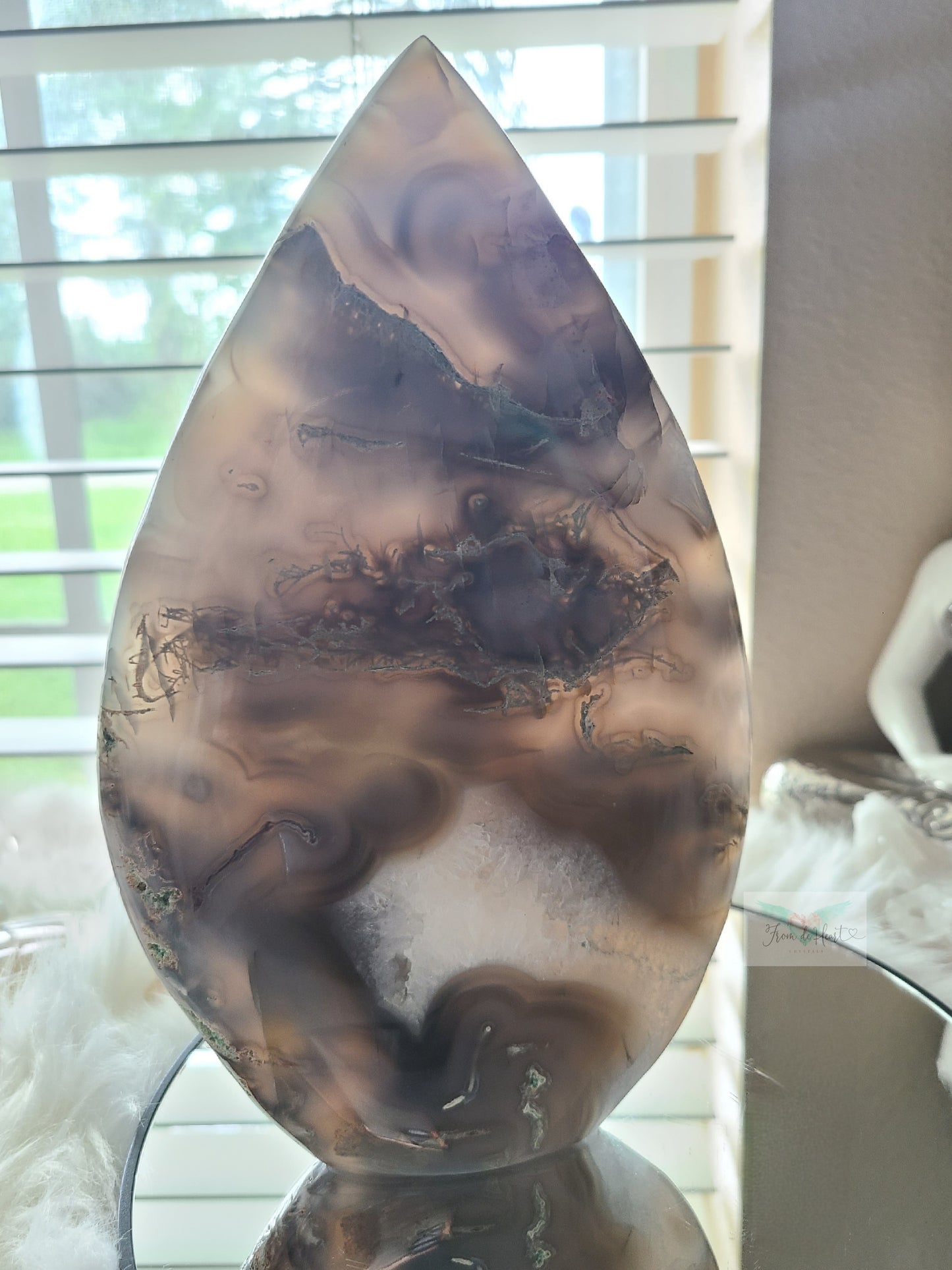 Black Moss Agate Flame