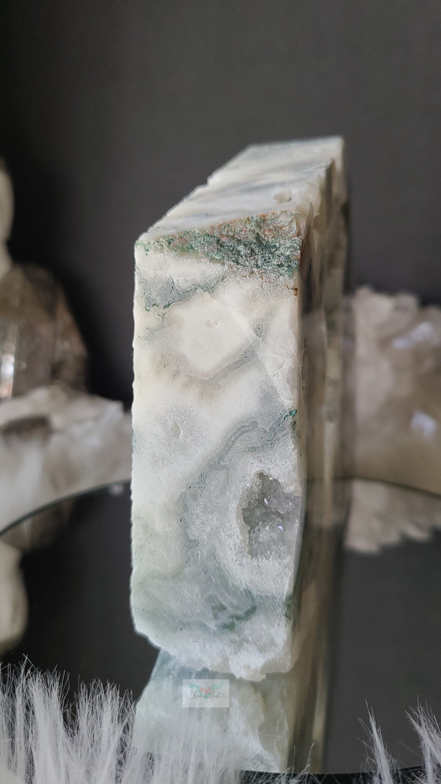 Druzy Moss Agate Freeform and Mossy Apophyllite