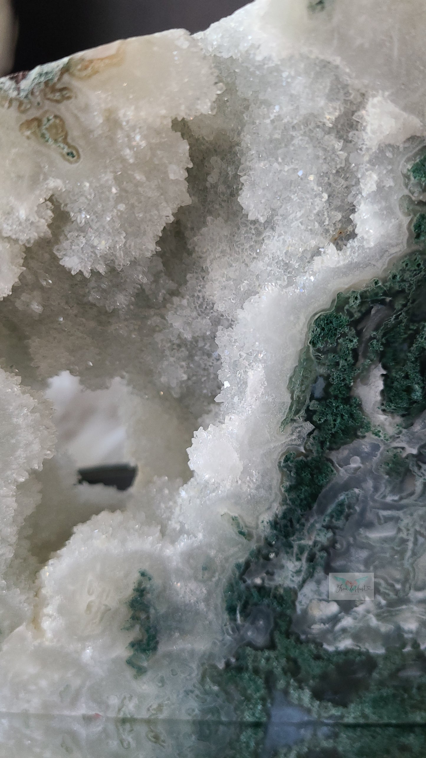 Druzy Moss Agate Freeform and Mossy Apophyllite