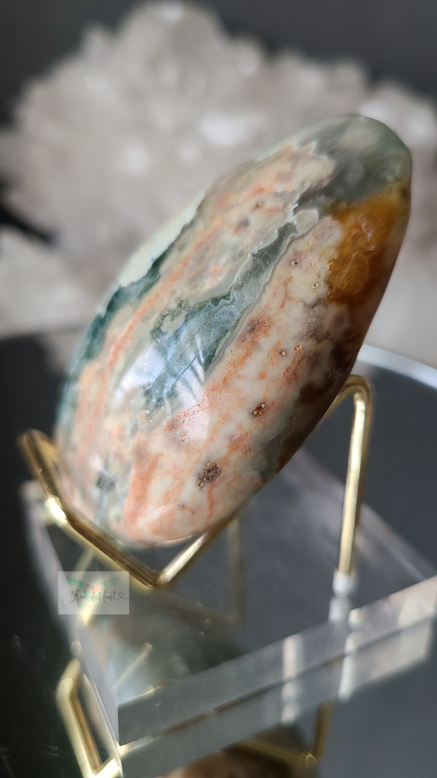 Flowery Jelly Ocean Jasper Palmstone