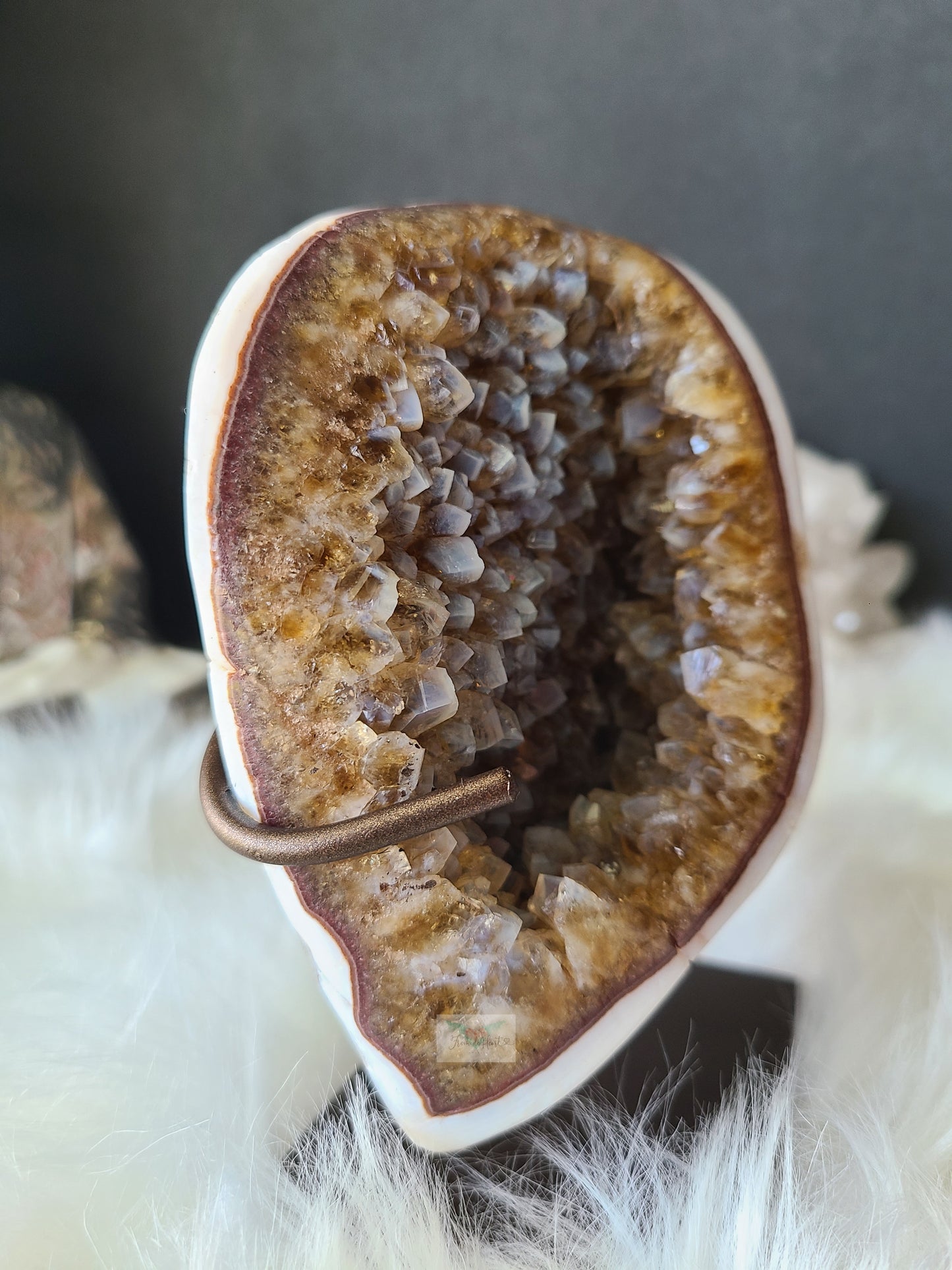 Blue Chalcedony Amethyst Geode on Stand (RARE)