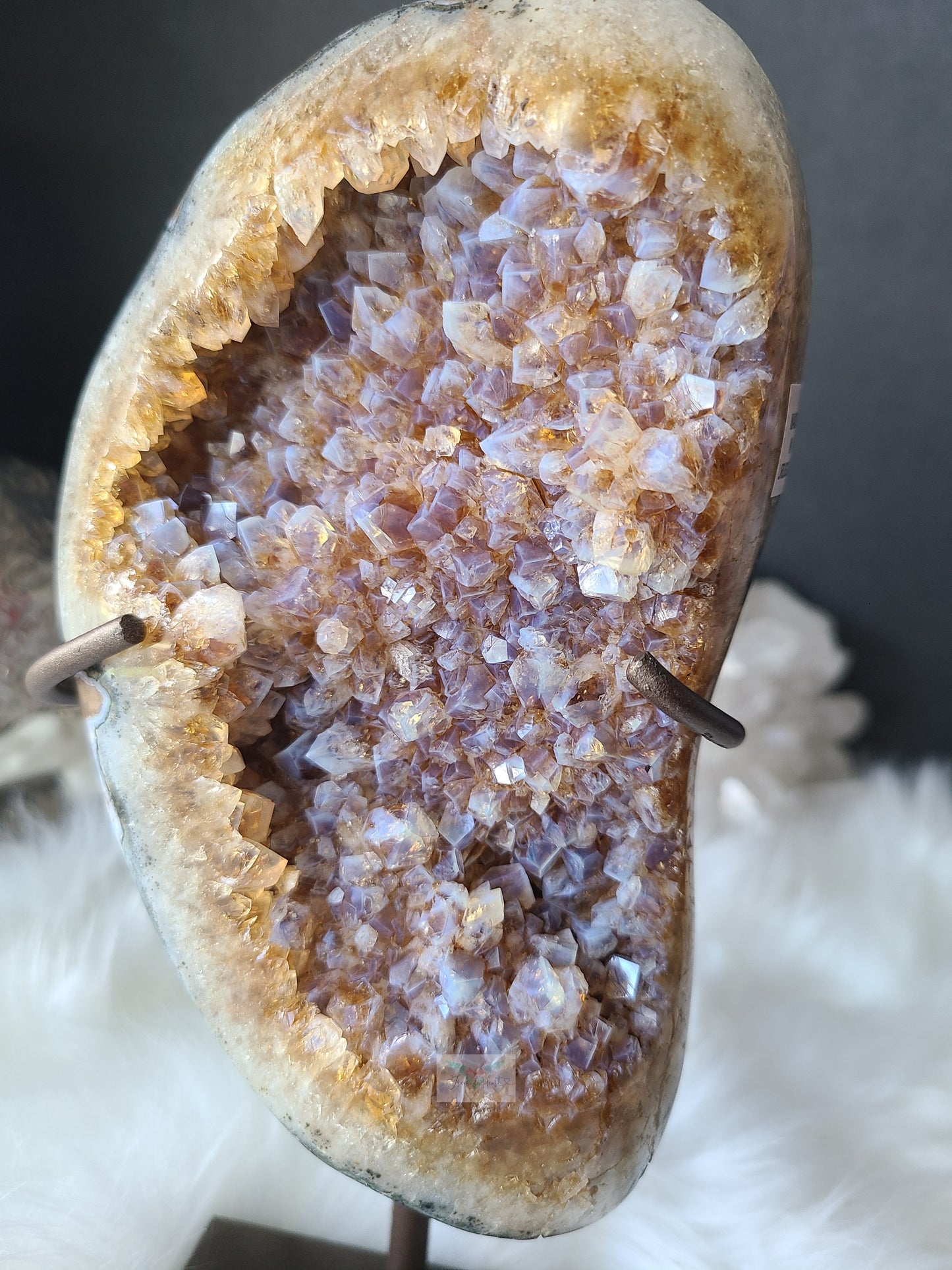 Blue Chalcedony Amethyst Cluster on Stand (RARE)