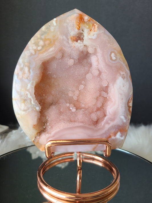 Druzy Flower Agate on Stand