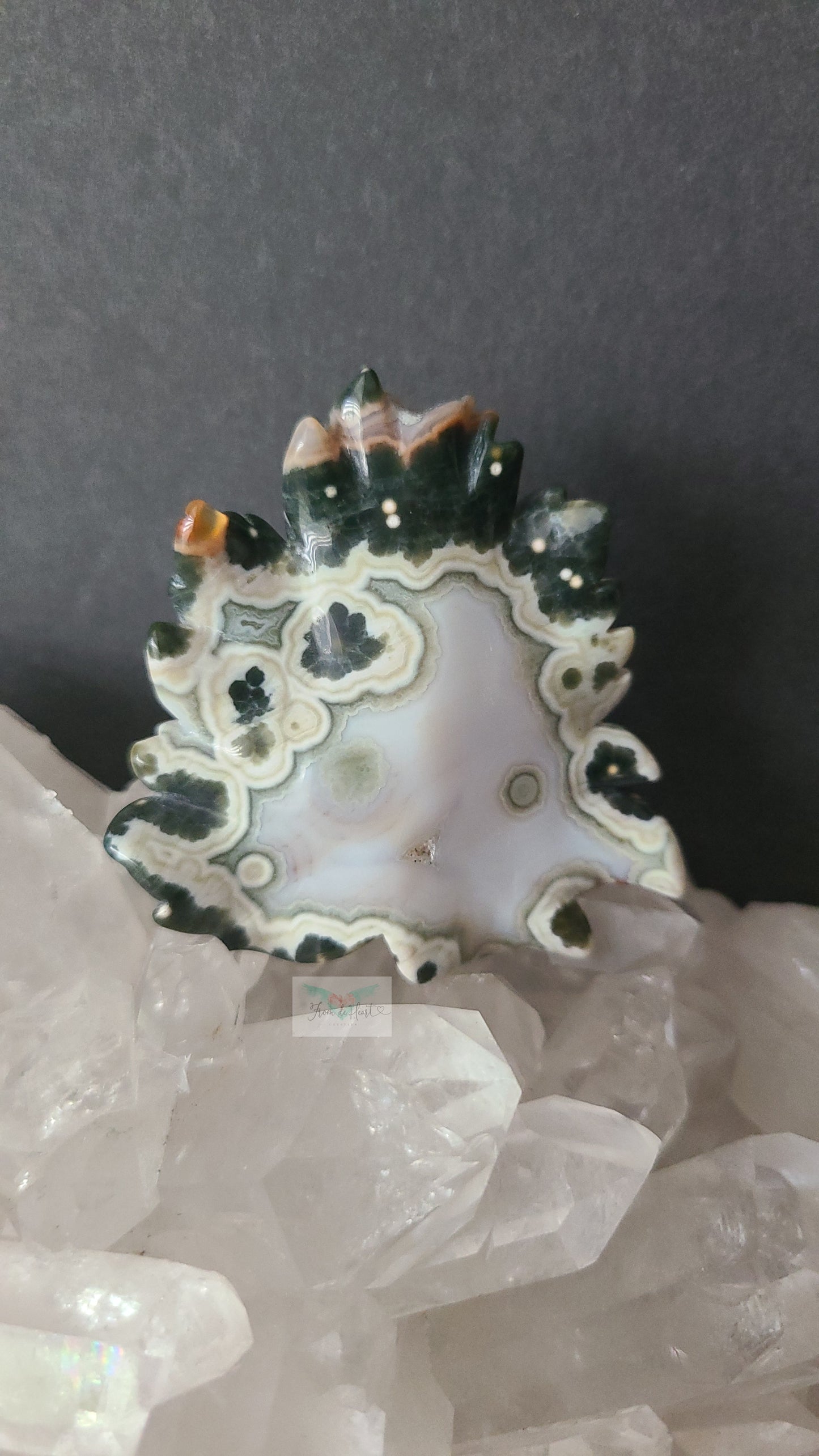 Ocean Jasper Leaf Carving