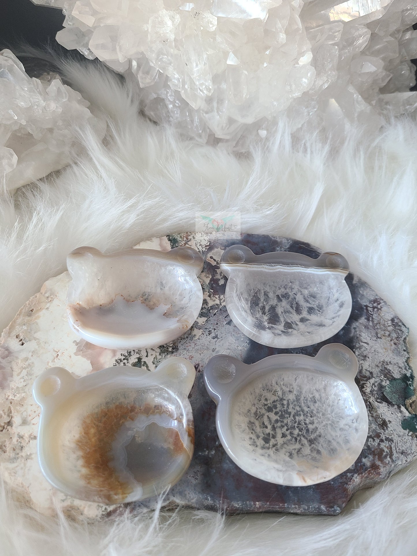Agate Teddy Bear Bowls (with Rainbows)