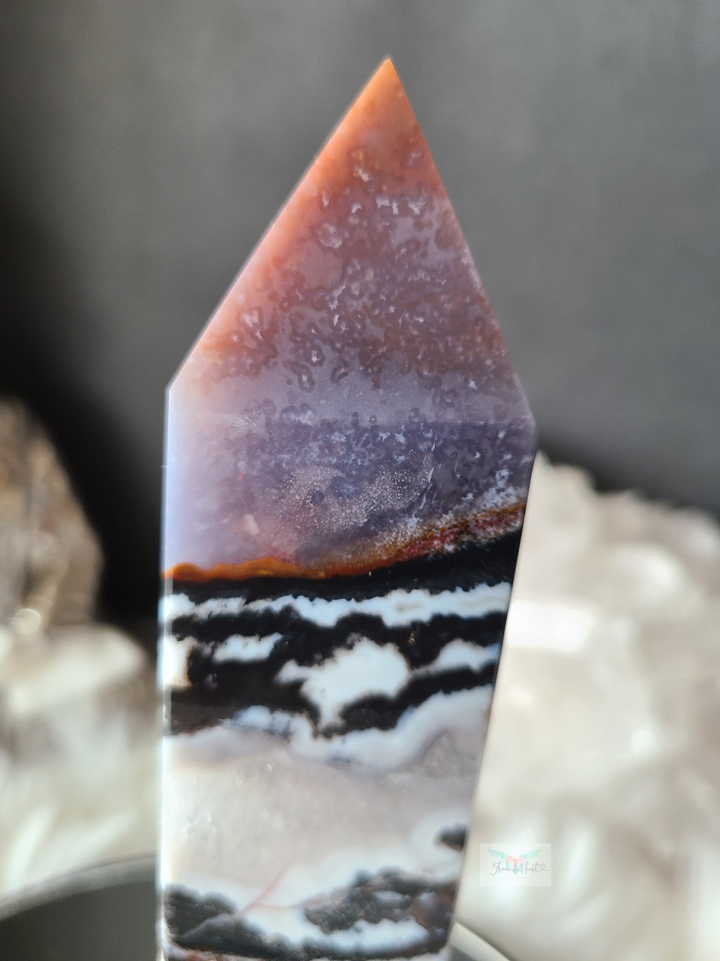 Black Ocean Jasper Clear Quartz Tower (RARE FIND) (B)