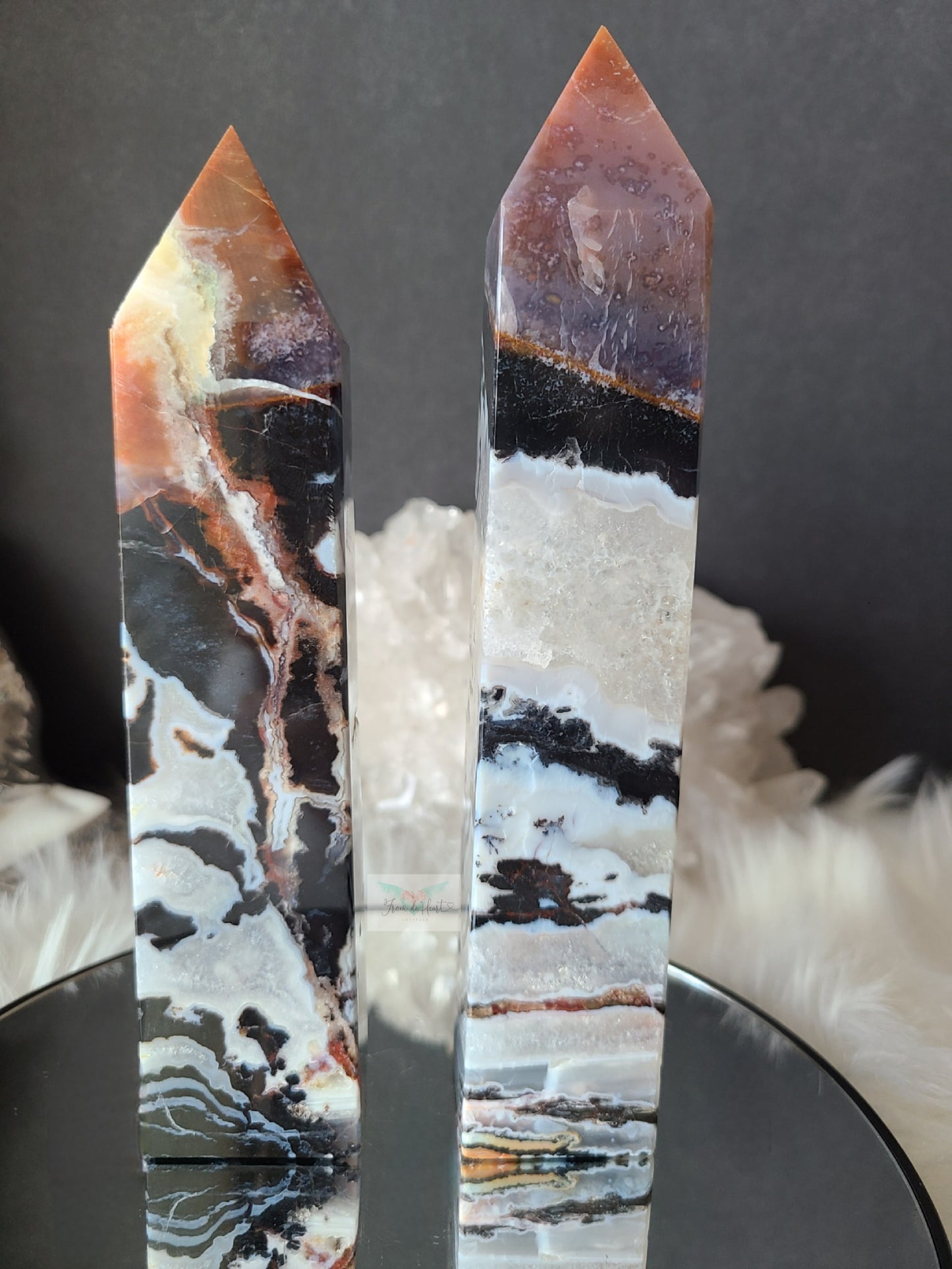 Black Ocean Jasper Clear Quartz Tower (RARE FIND) (B)