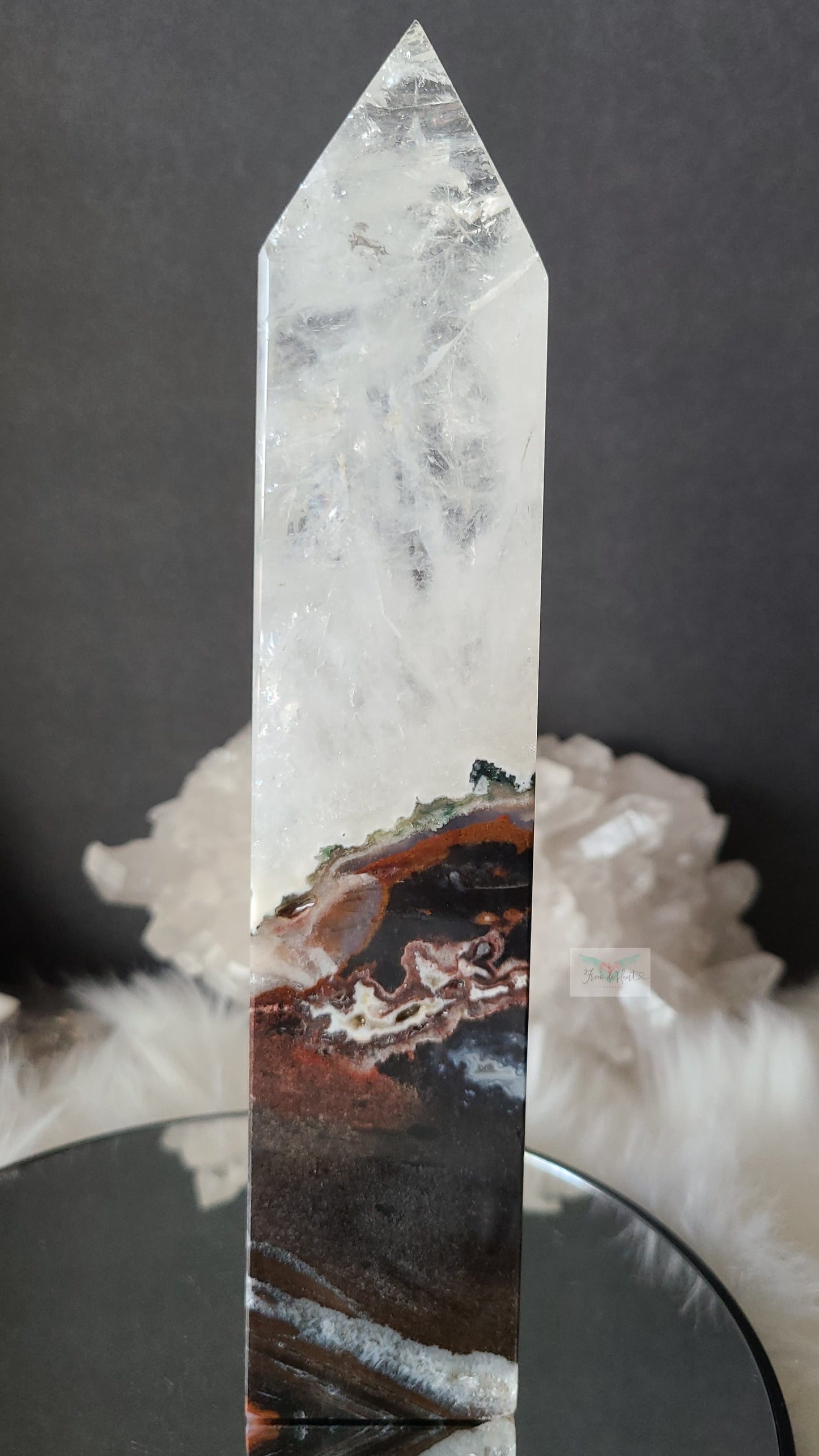 Black Ocean Jasper Clear Quartz Tower (RARE FIND)