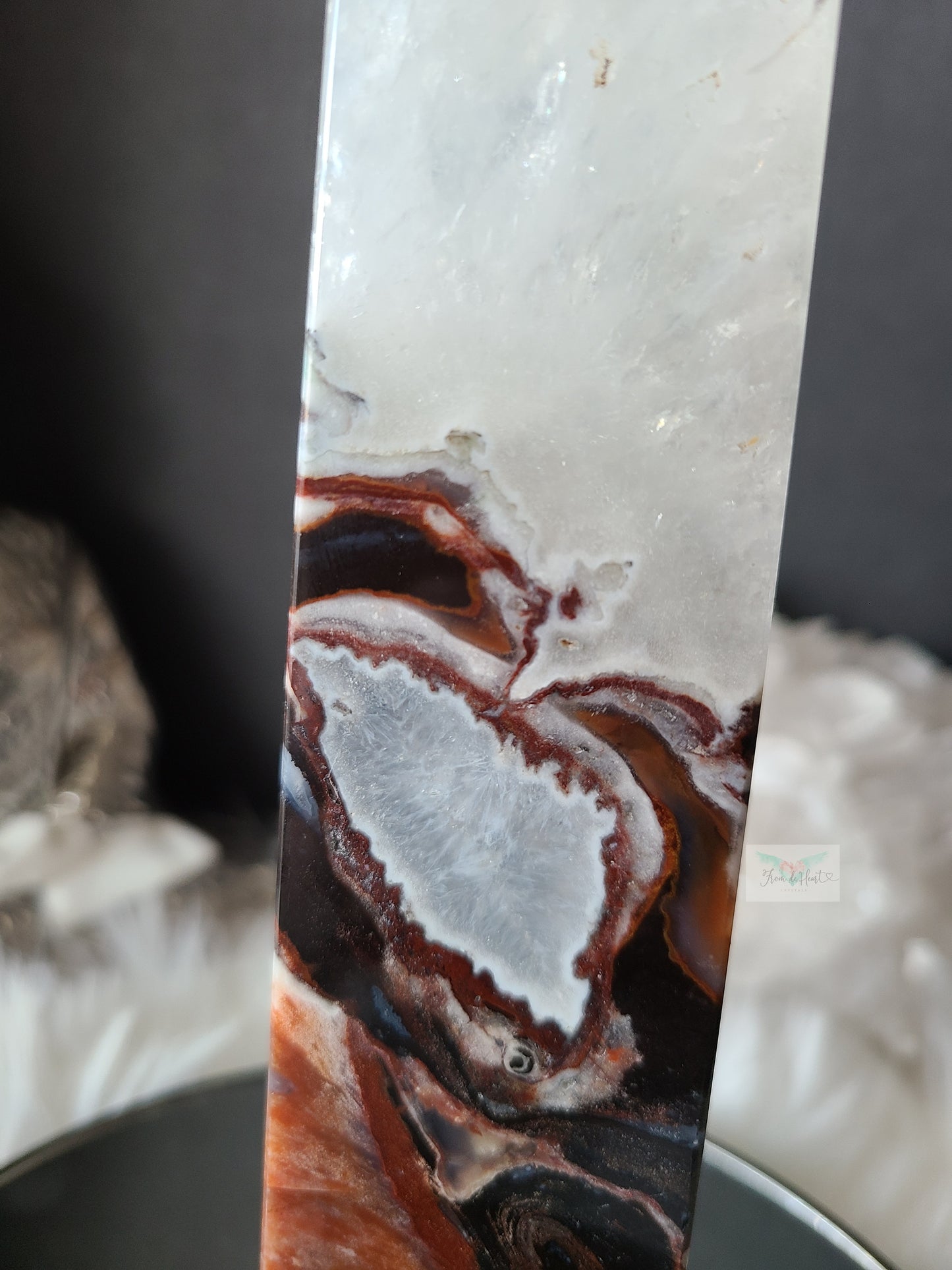 Black Ocean Jasper Clear Quartz Tower (RARE FIND)