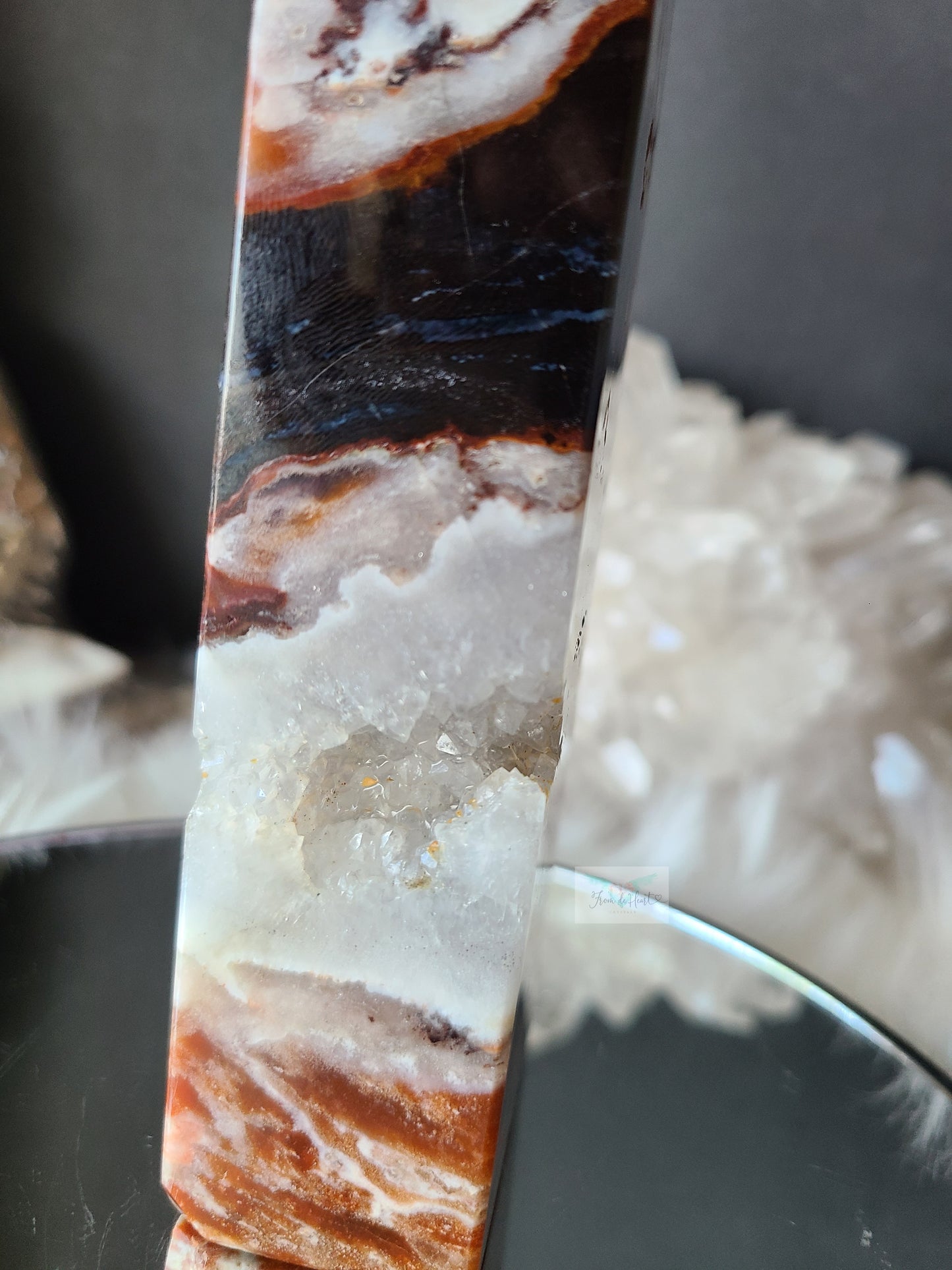 Black Ocean Jasper Clear Quartz Tower (RARE FIND)