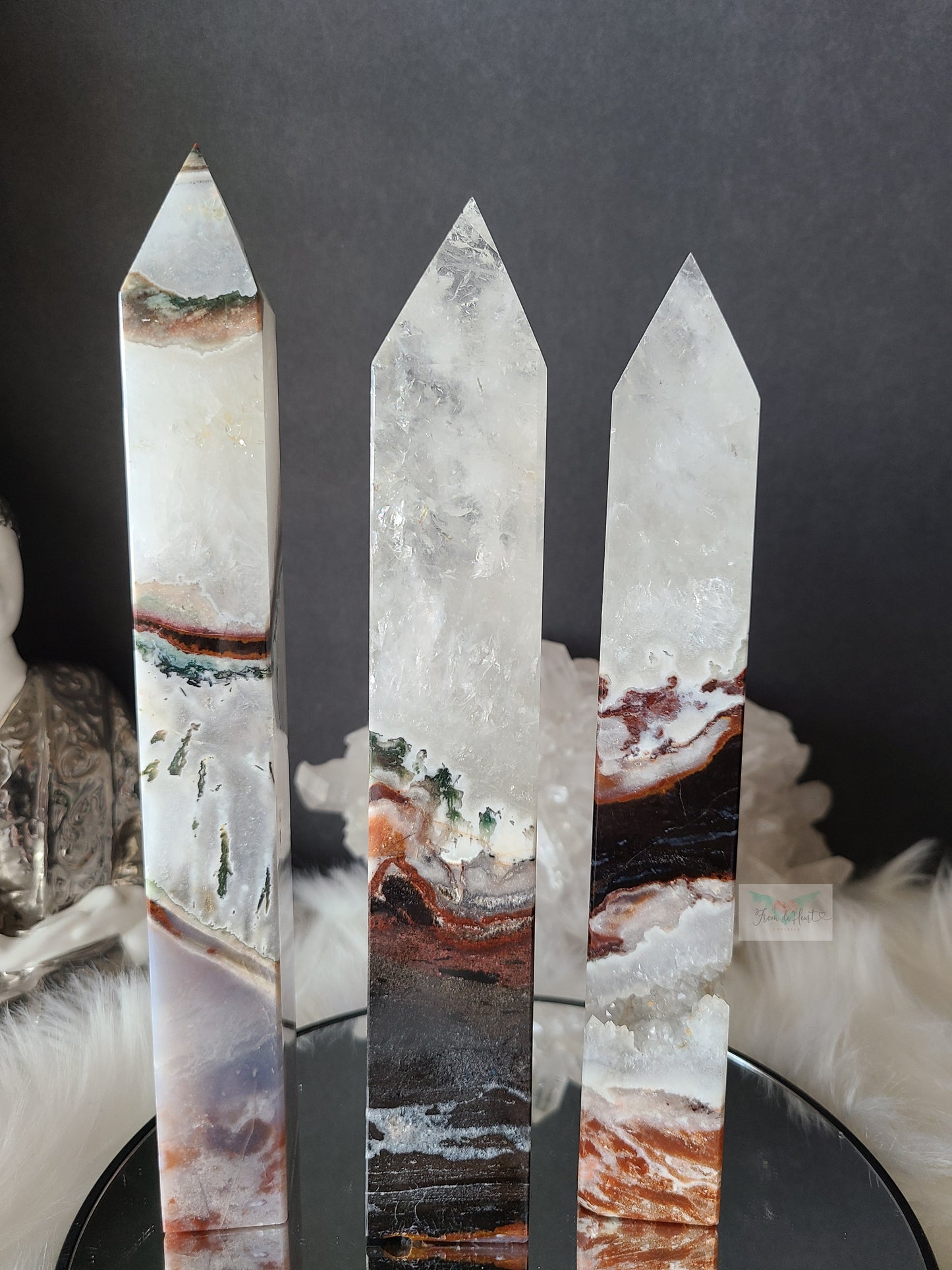 Black Ocean Jasper Clear Quartz Tower (RARE FIND)