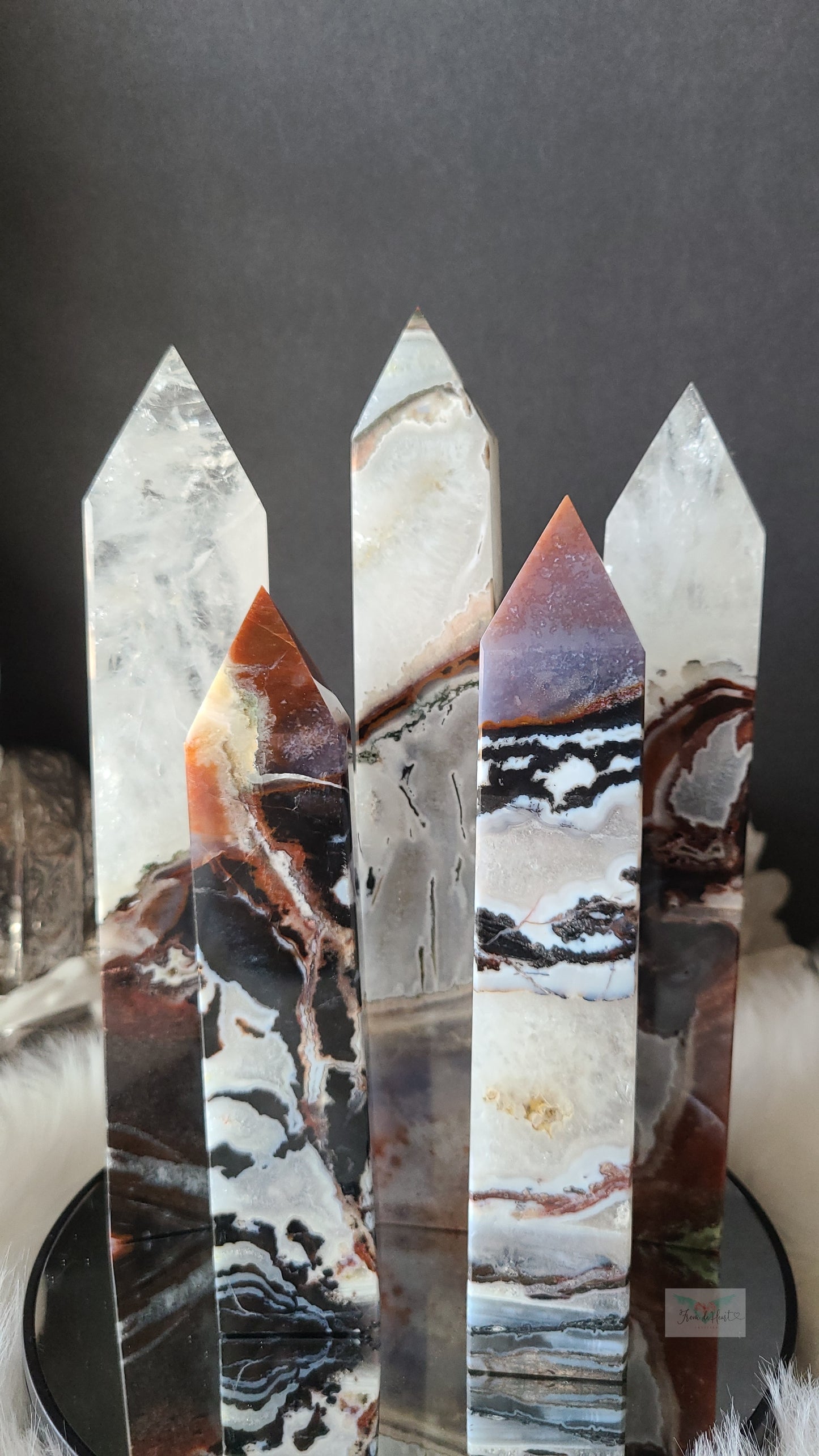 Black Ocean Jasper Clear Quartz Tower (RARE FIND) (B)