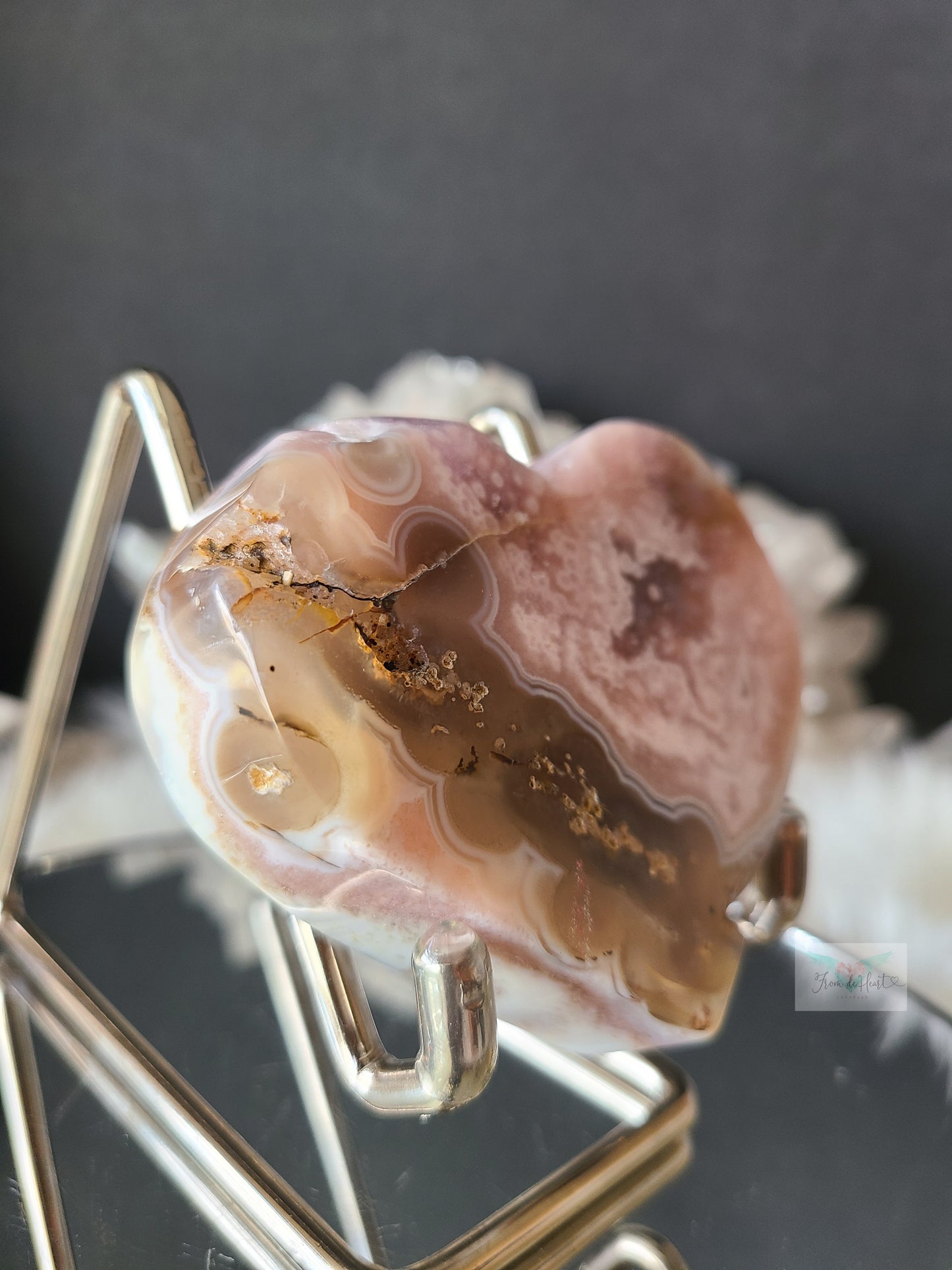 Pink Amethyst in Agate Blue Heart