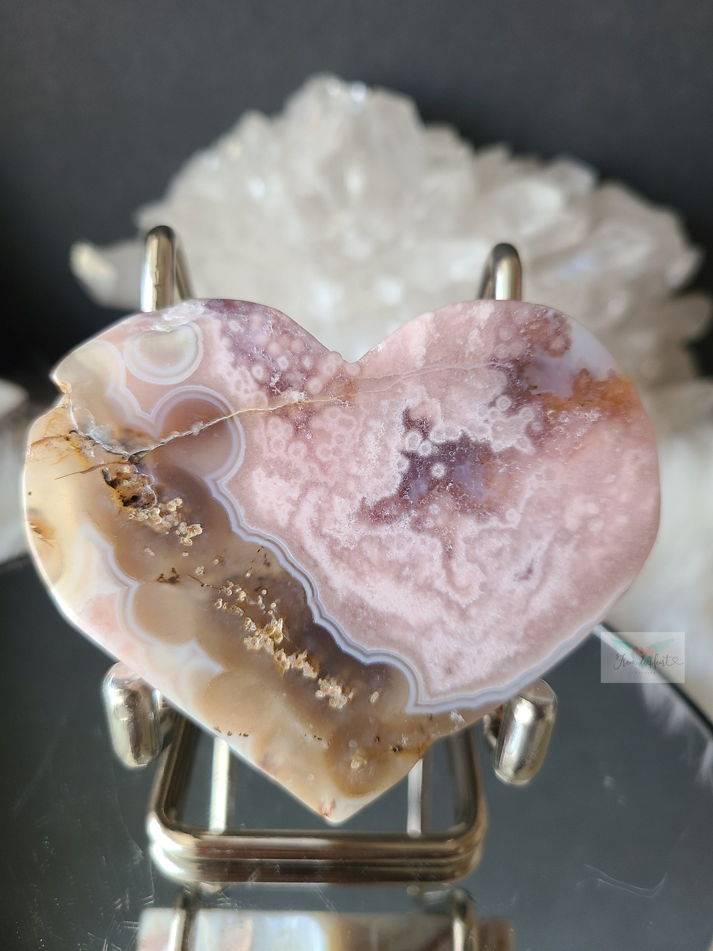 Pink Amethyst in Agate Blue Heart