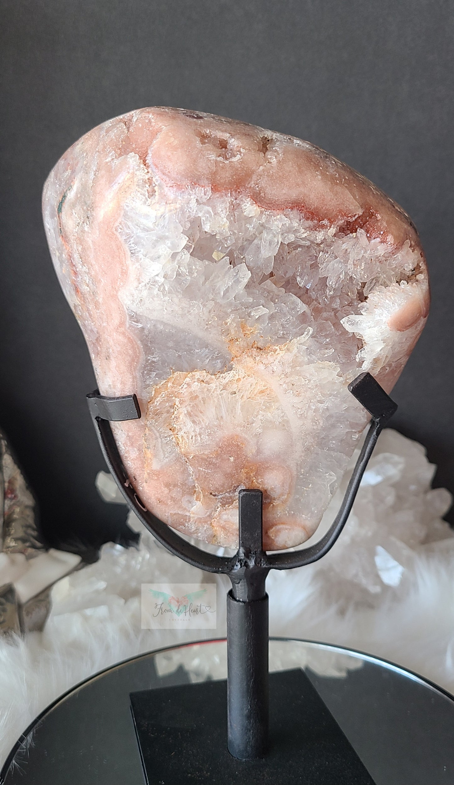 Pink Amethyst Quartz Slab on Stand