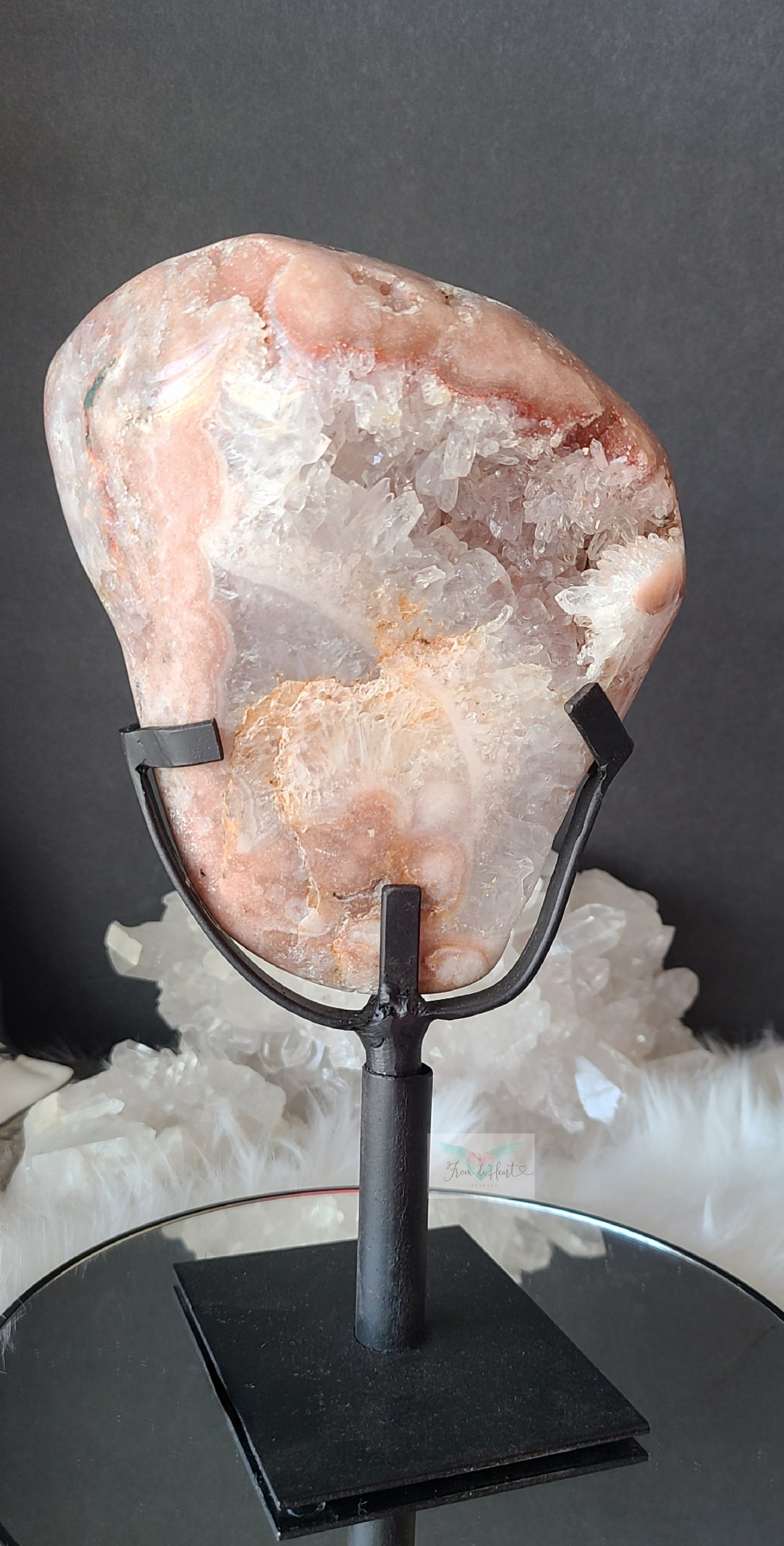 Pink Amethyst Quartz Slab on Stand