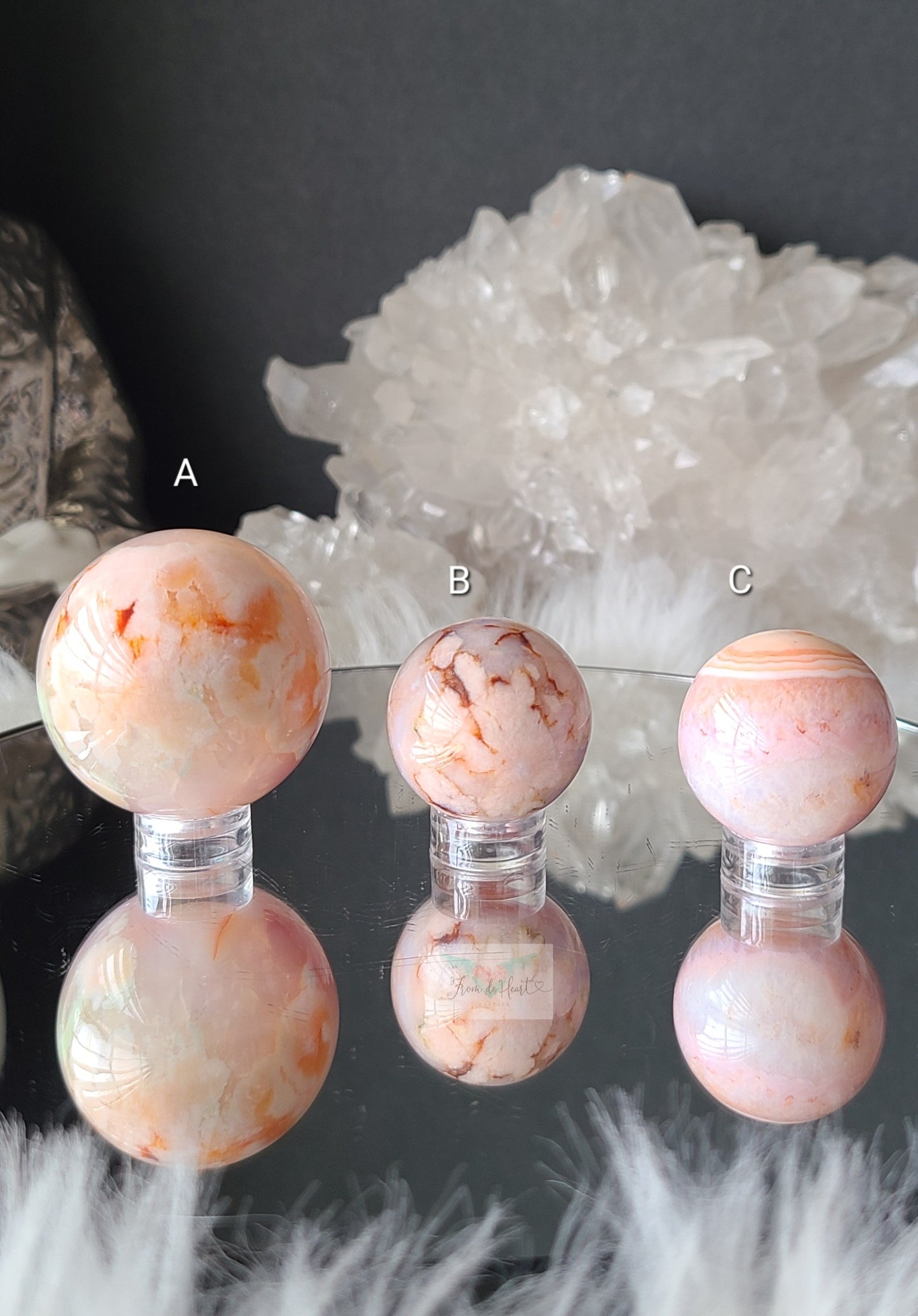 Carnelian Flower Agate Spheres (Small)