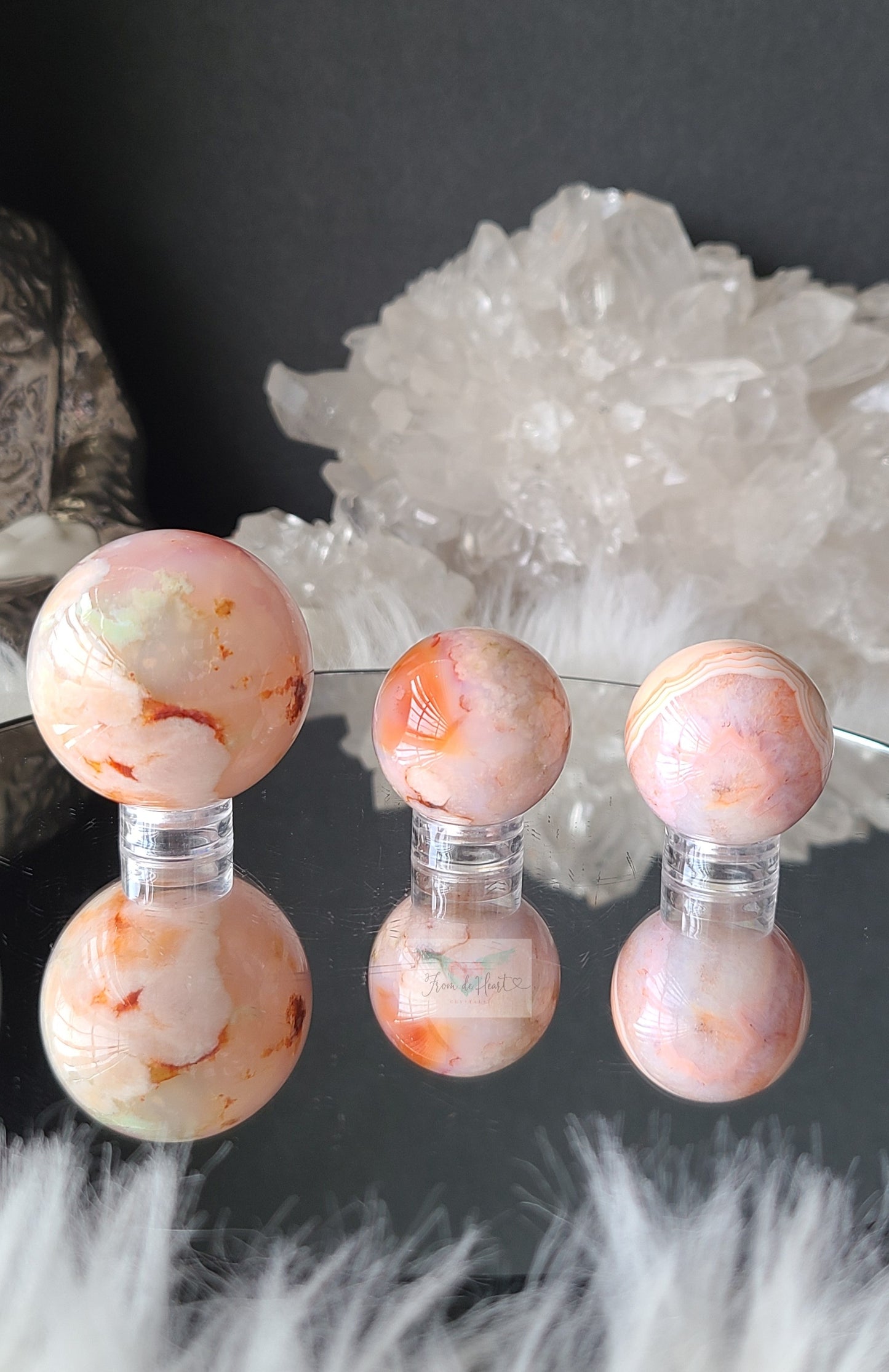 Carnelian Flower Agate Spheres (Small)