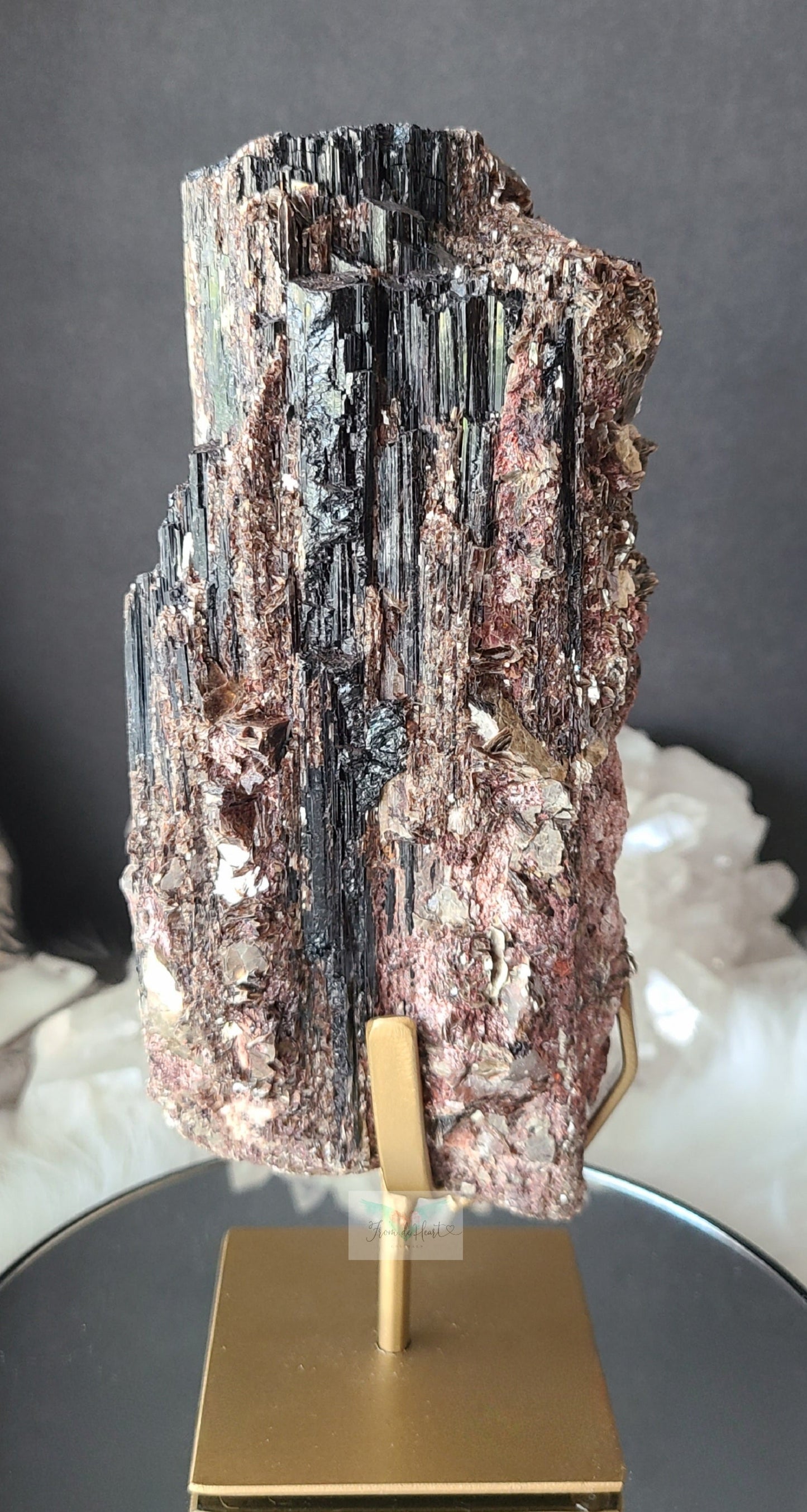 Black Tourmaline and Mica on Stand (Large)