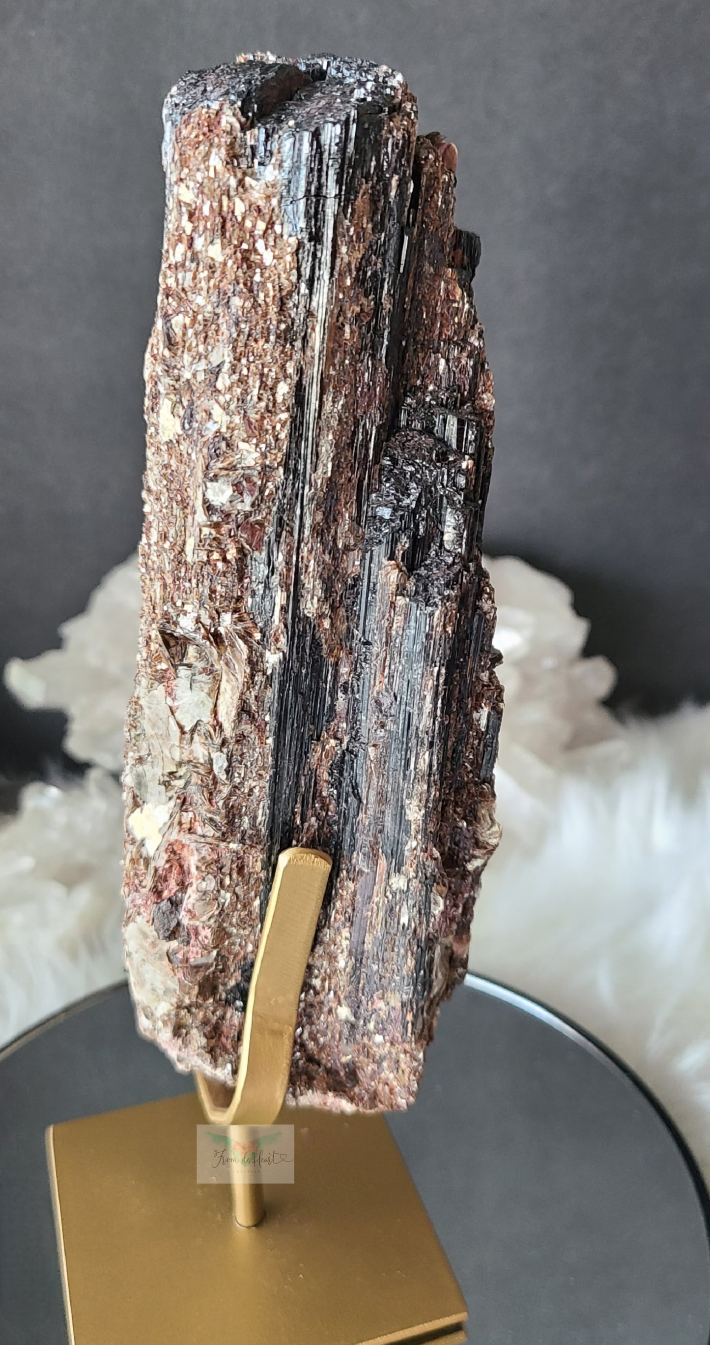 Black Tourmaline and Mica on Stand (Large)