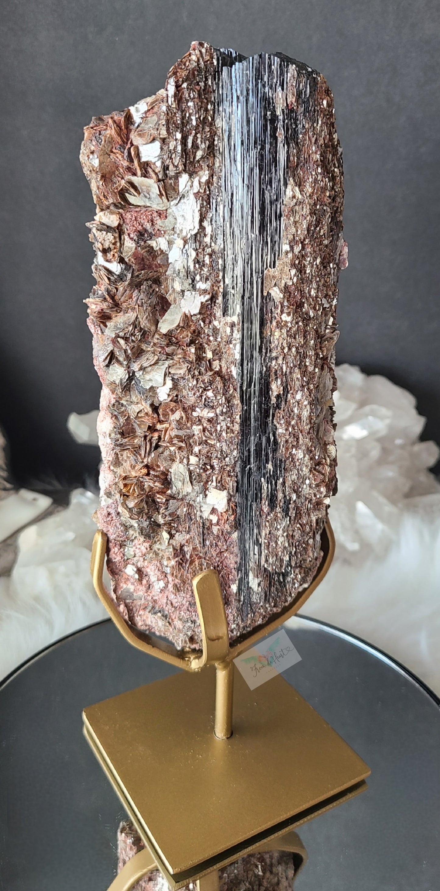 Black Tourmaline and Mica on Stand (Large)