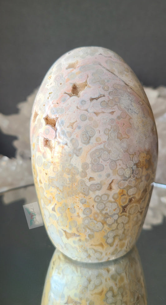 Pink and White Orbicular Ocean Jasper Freeform