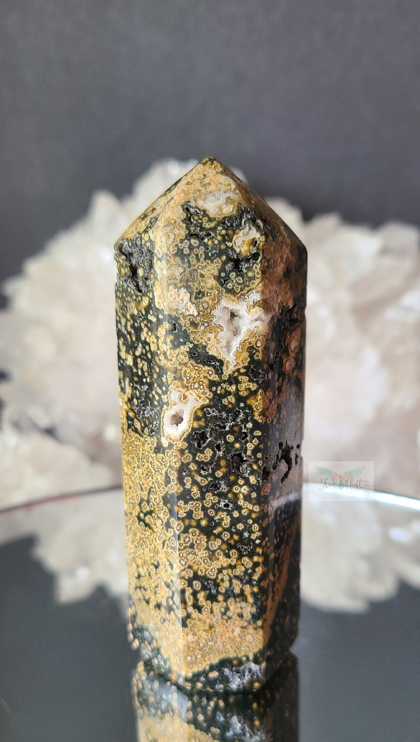 Druzy Black Ocean Jasper Tower