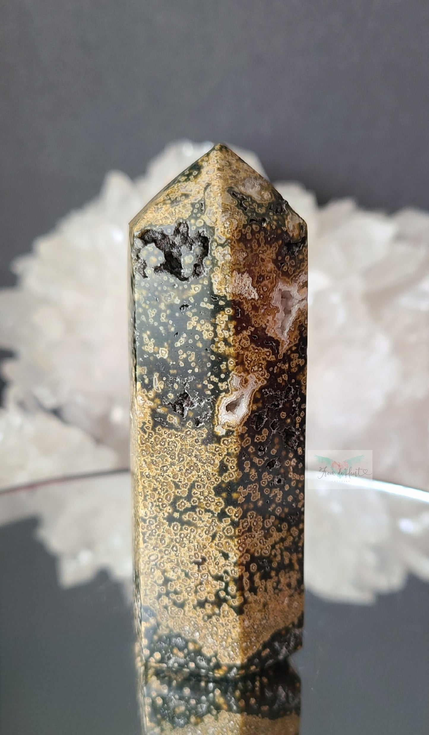 Druzy Black Ocean Jasper Tower