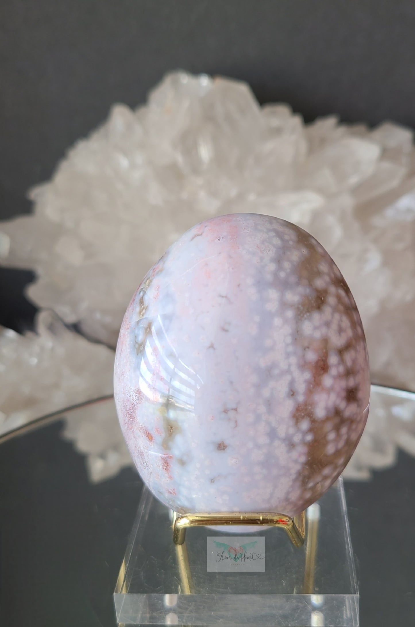 Pink and white Ocean Jasper Palmstone (B)