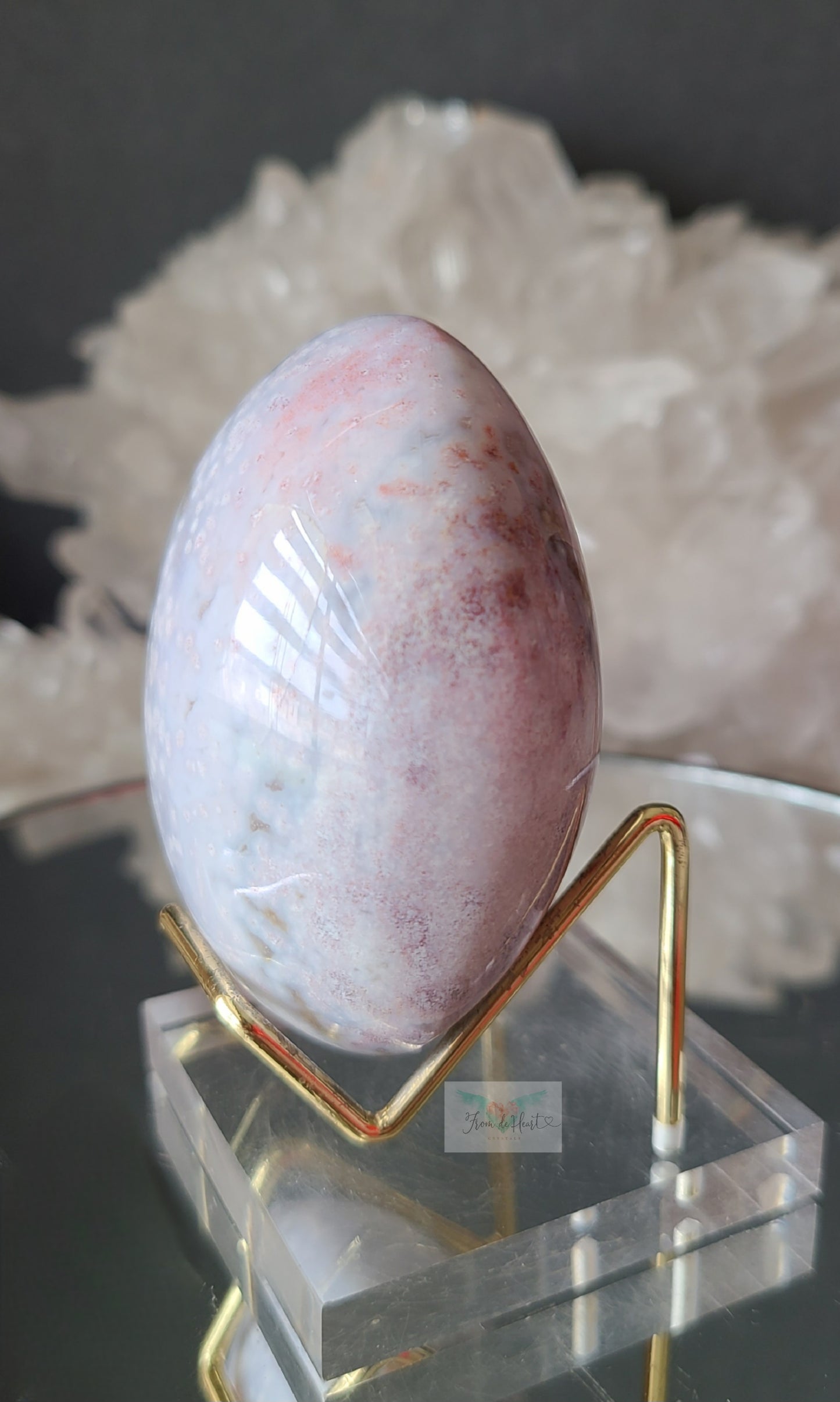 Pink and white Ocean Jasper Palmstone (B)