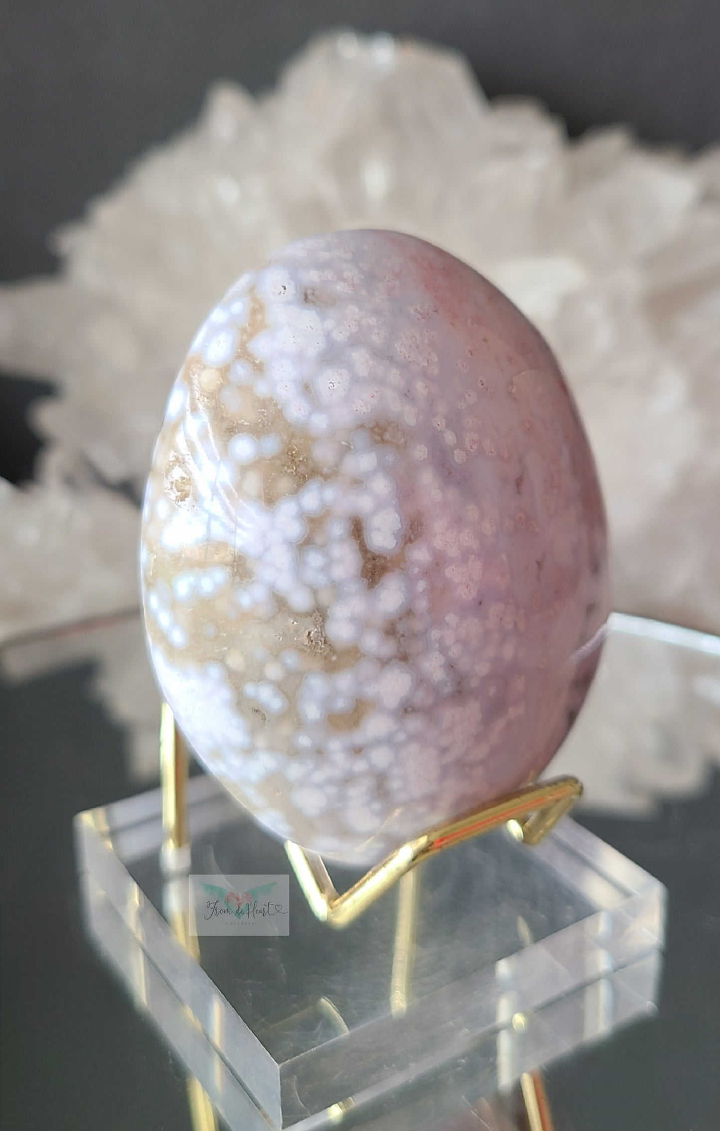 Pink and white Ocean Jasper Palmstone (B)