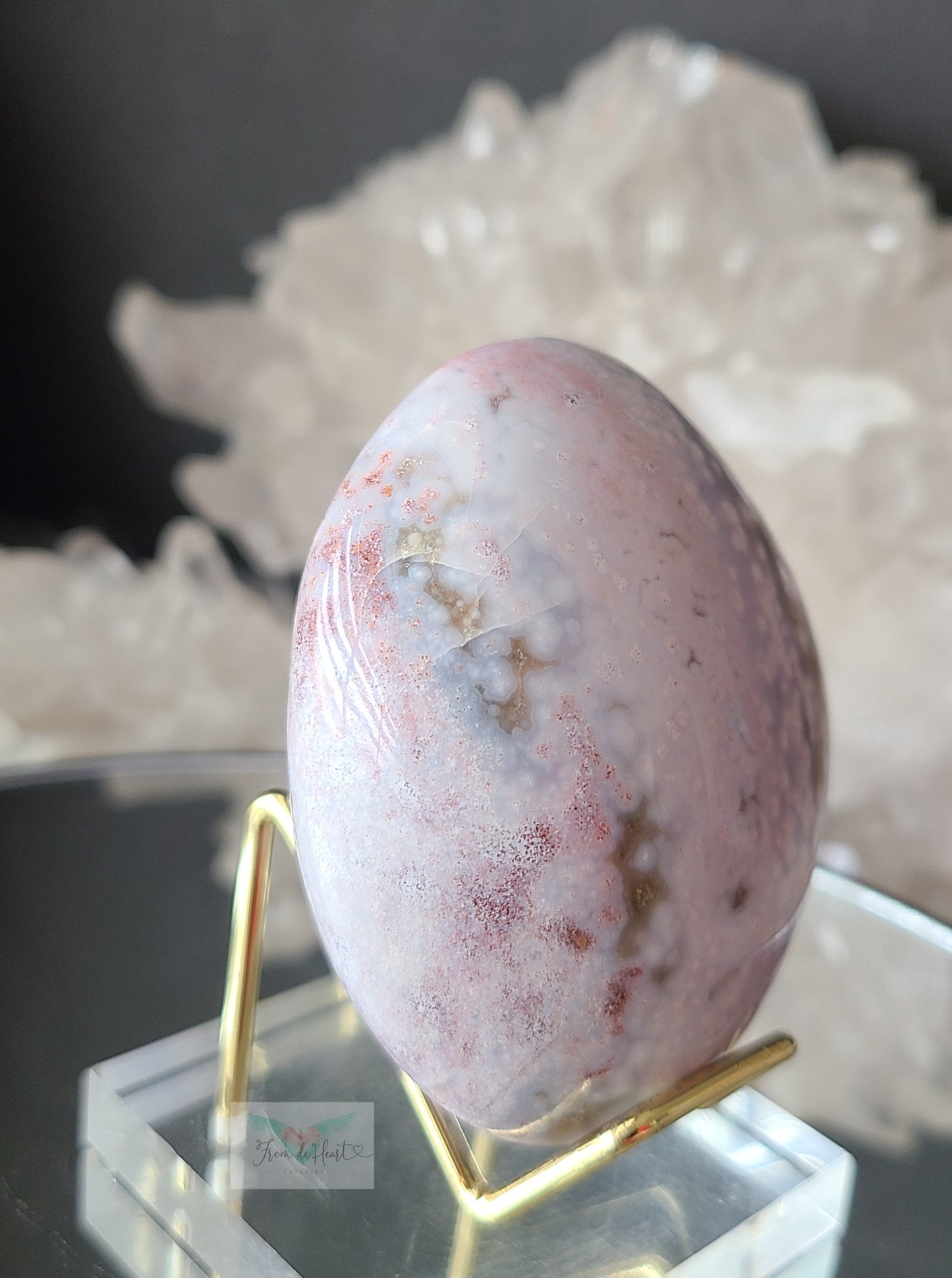 Pink and white Ocean Jasper Palmstone (B)