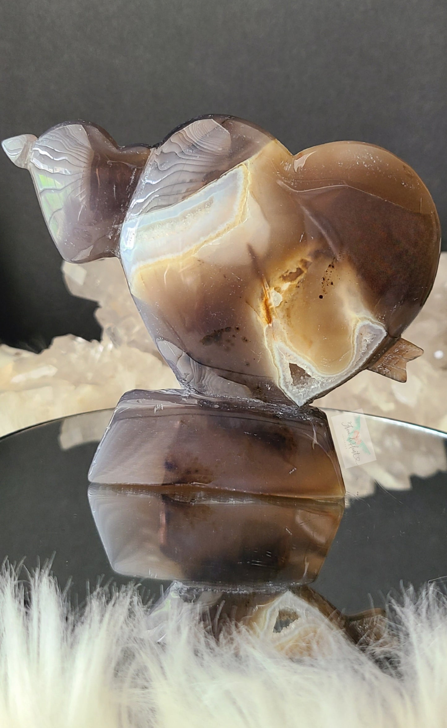 Dendritic Agate Double Heart