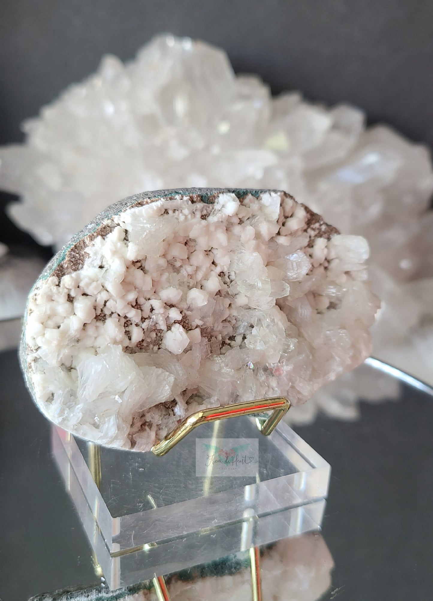 Apophyllite and Stilbite on Heulandite/Mordenite Matrix (A) (Rare)