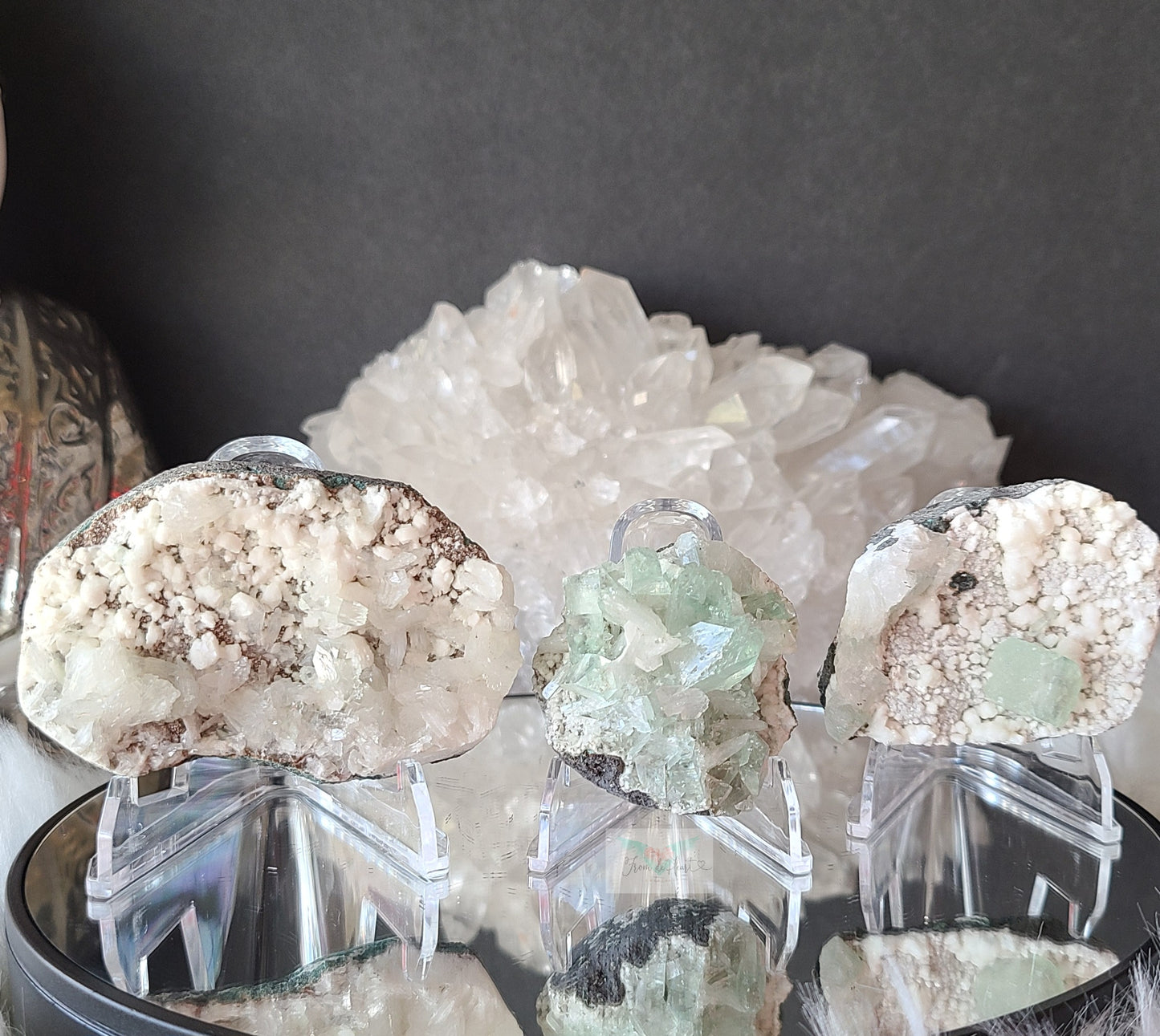 Apophyllite and Stilbite on Heulandite/Mordenite Matrix (A) (Rare)