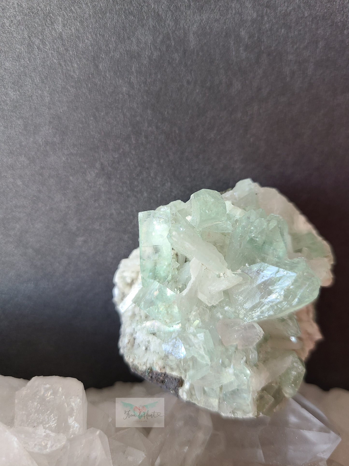 Mint Green Apophyllite on Heulandite/Mordenite Matrix (C) (Rare)