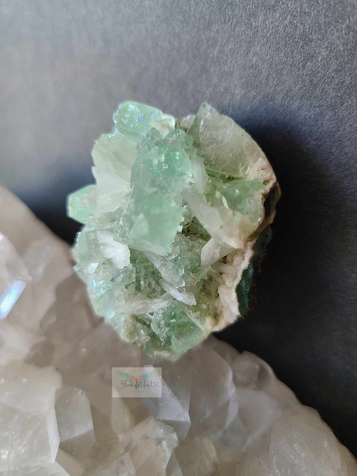 Mint Green Apophyllite on Heulandite/Mordenite Matrix (C) (Rare)