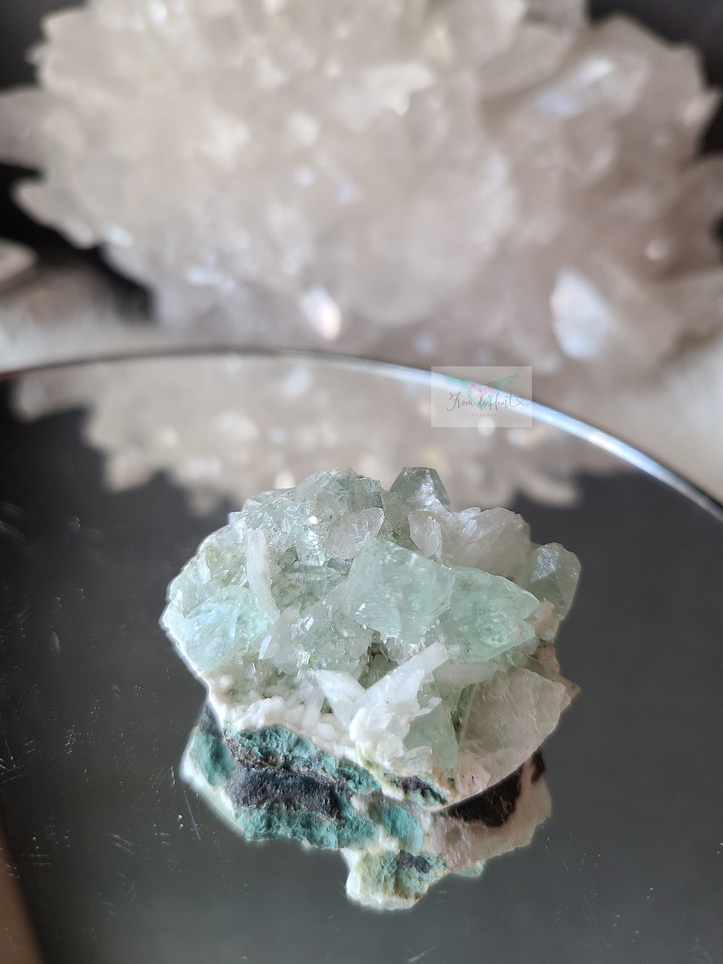 Mint Green Apophyllite on Heulandite/Mordenite Matrix (C) (Rare)