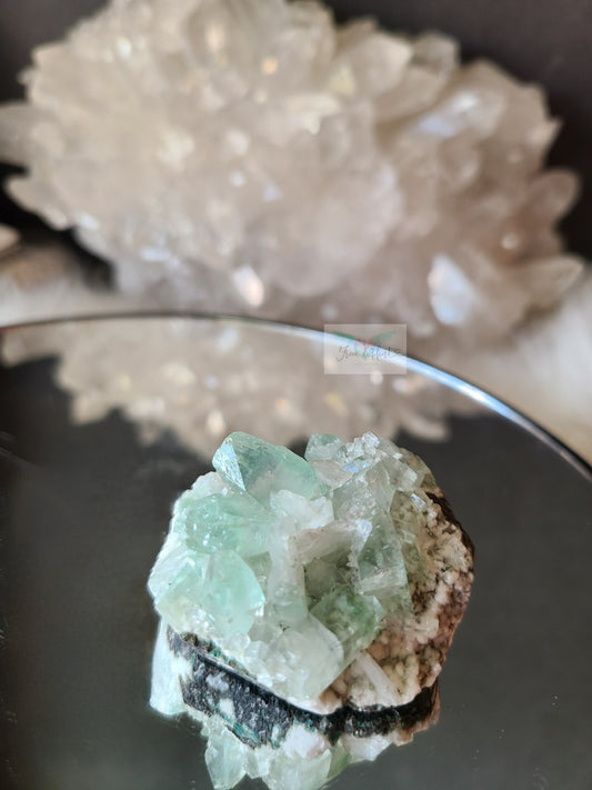 Mint Green Apophyllite on Heulandite/Mordenite Matrix (C) (Rare)