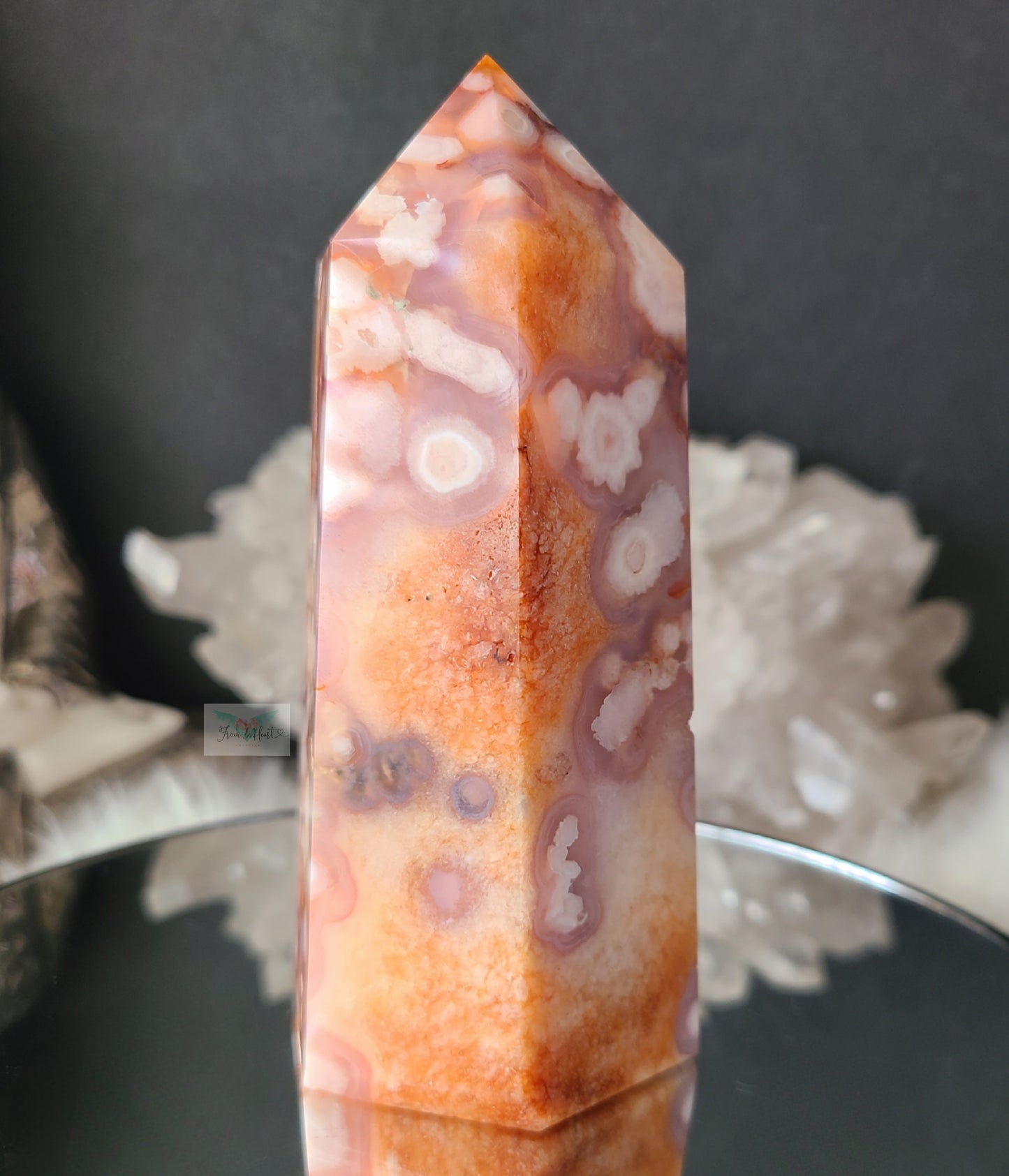 Flowery Carnelian Flower Agate Tower (Large)