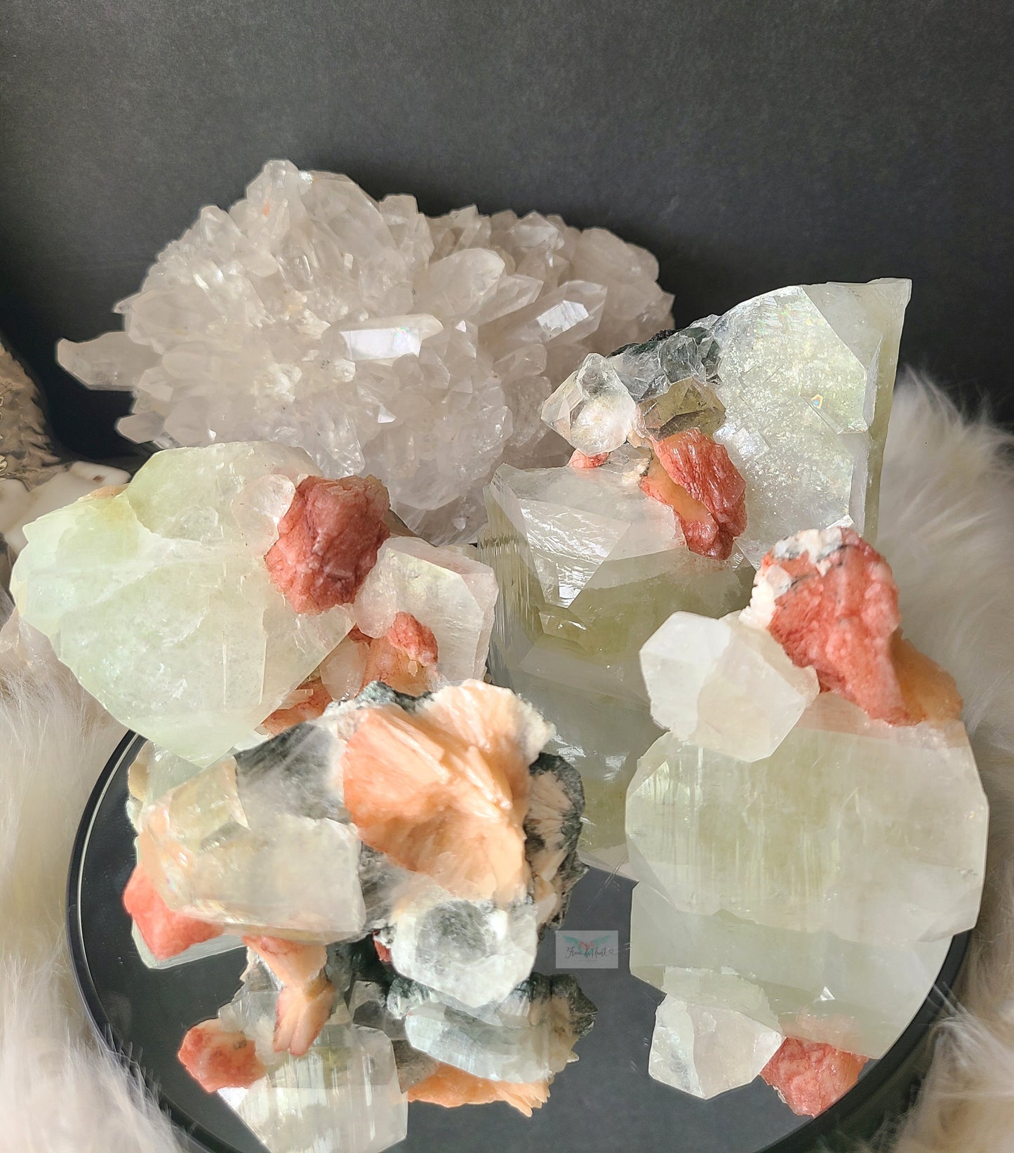 AAA Cubic Apophyllite and Stilbite Cluster (Rare) (B)