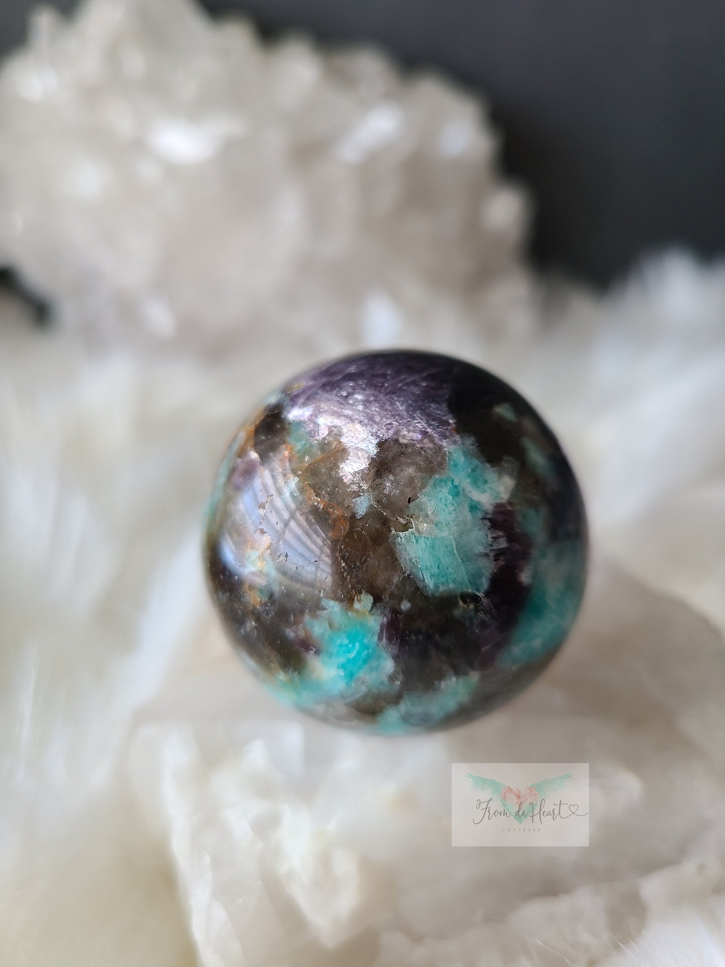 Amazonite Smoky Quartz and Lepidolite Sphere