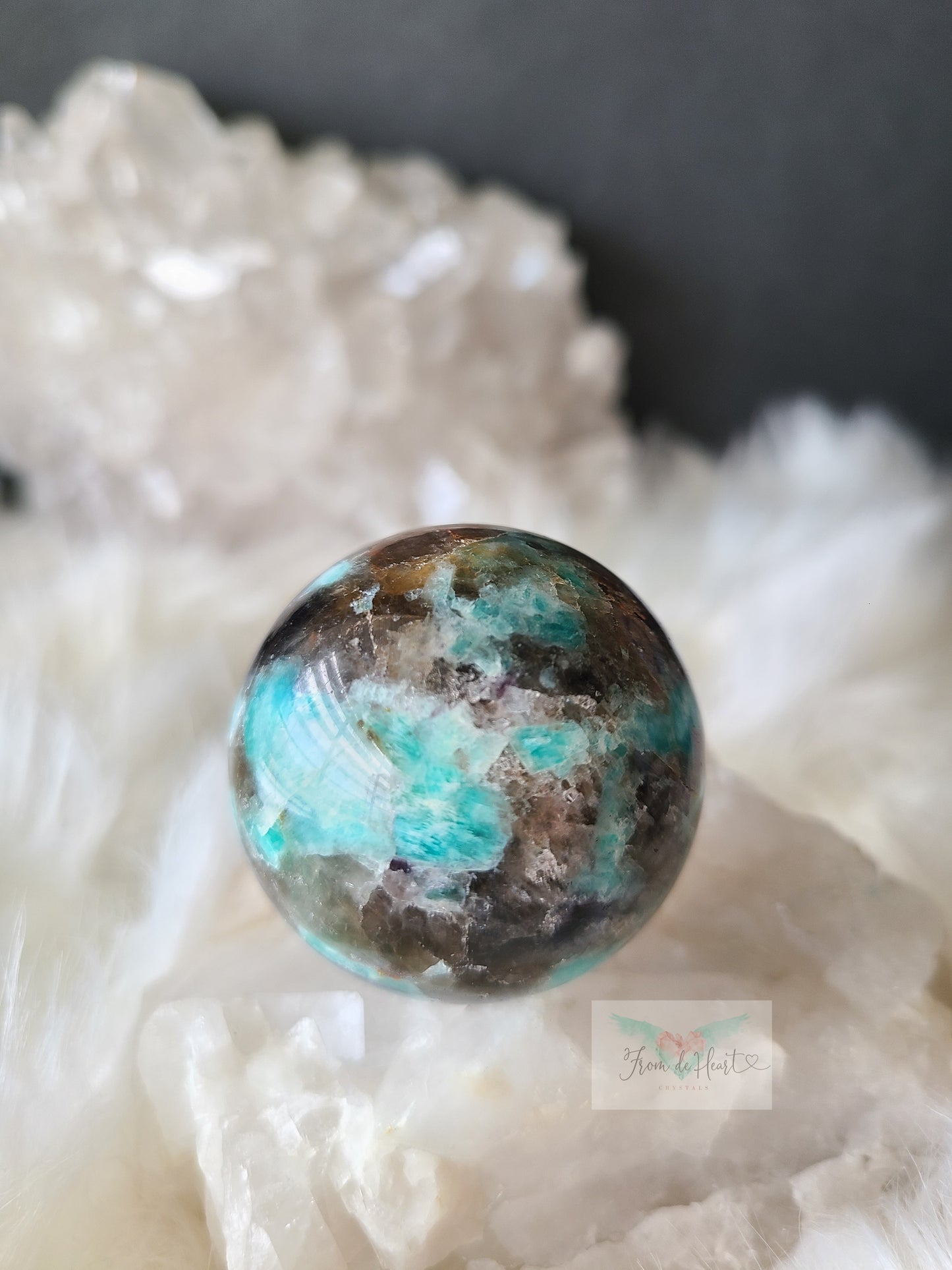 Amazonite Smoky Quartz and Lepidolite Sphere