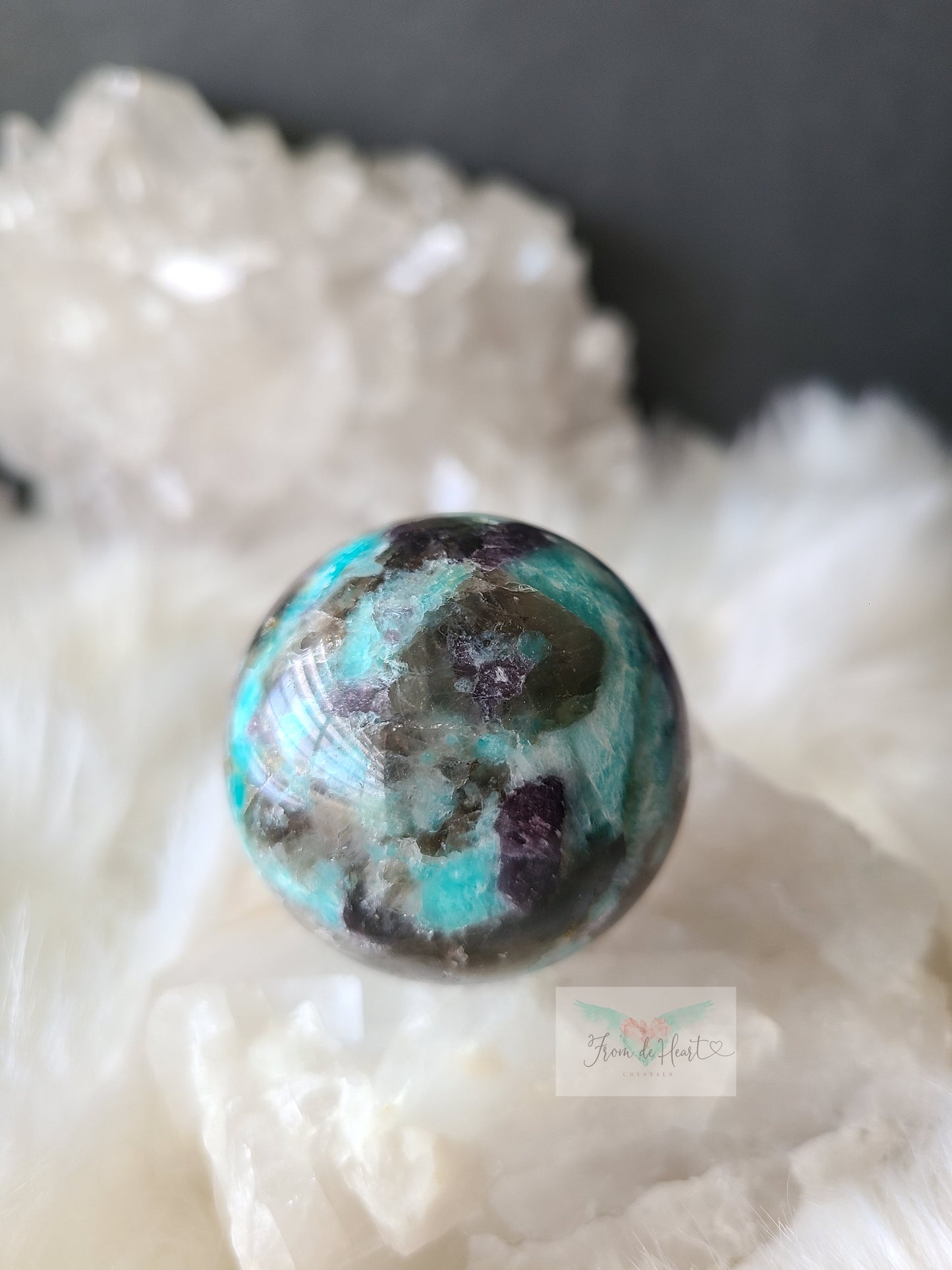 Amazonite Smoky Quartz and Lepidolite Sphere