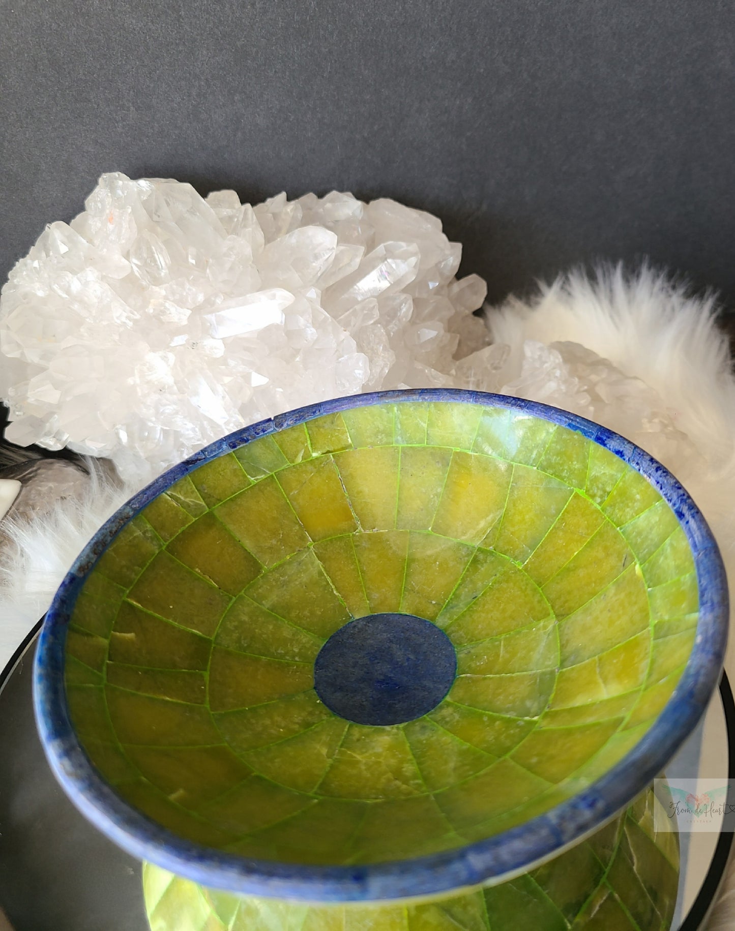 Green Serpentine Lapis Lazuli Bowl