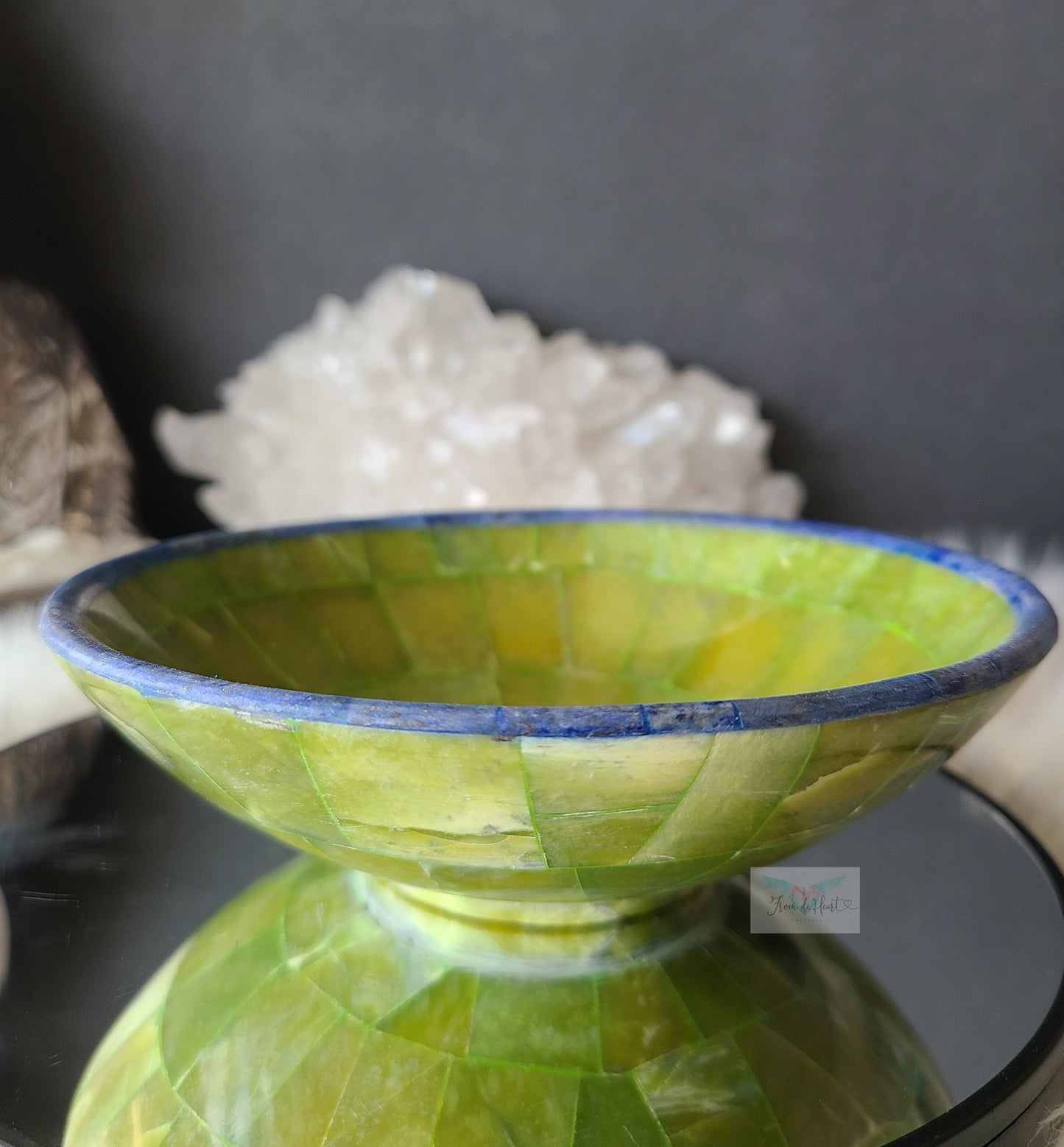 Green Serpentine Lapis Lazuli Bowl