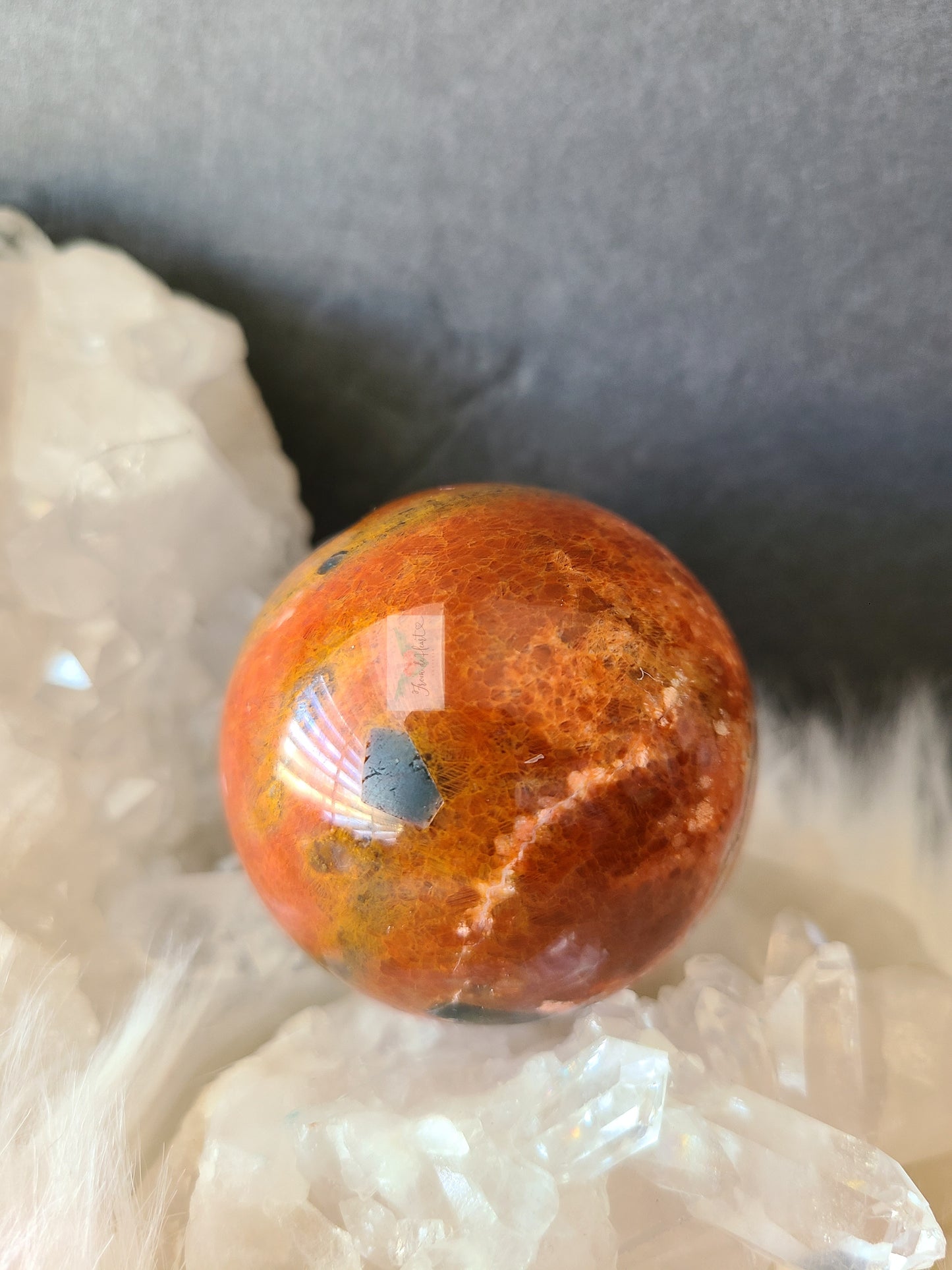 Blue Apatite in Red Jasper Agate Sphere (RARE) A