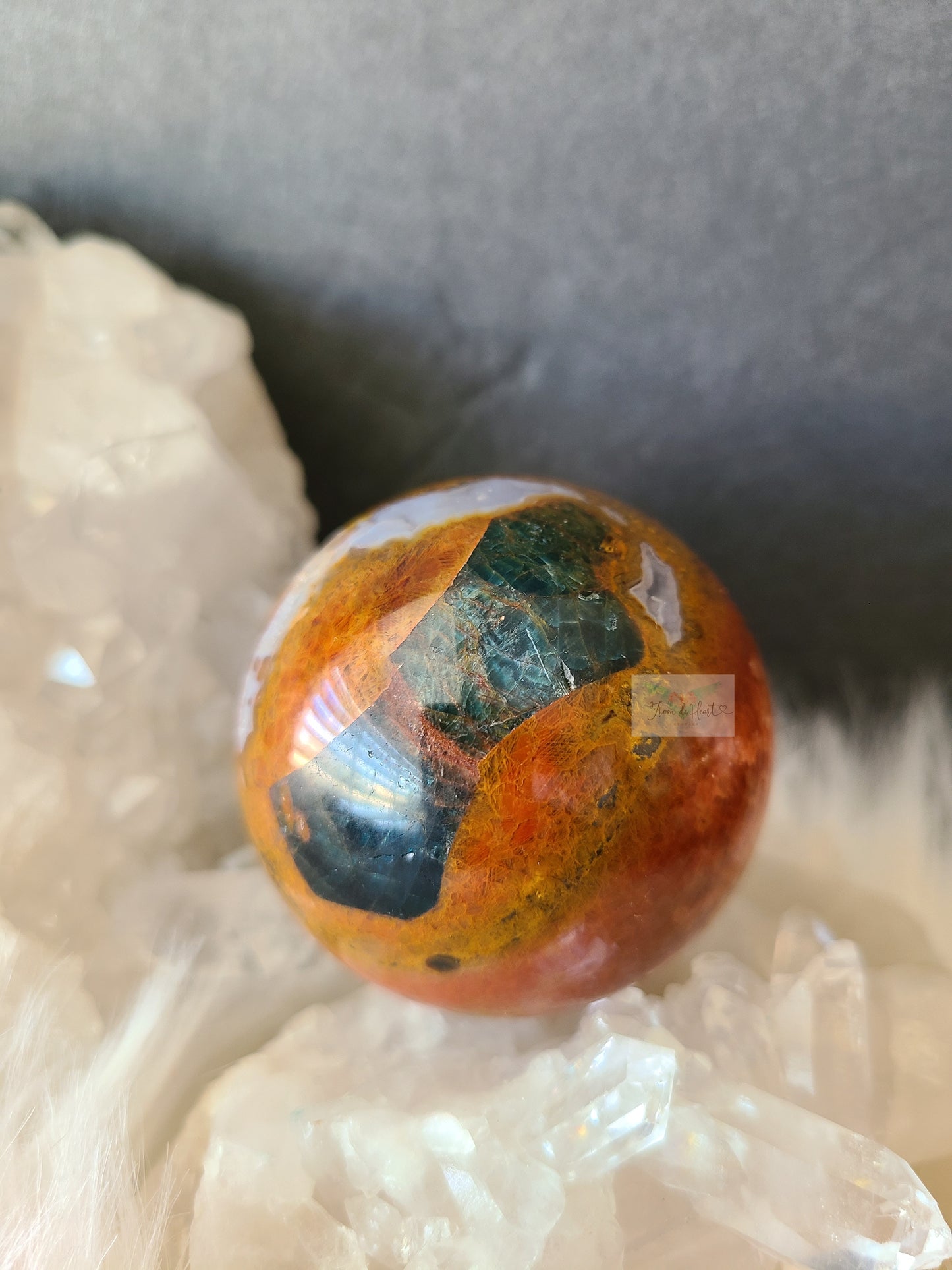 Blue Apatite in Red Jasper Agate Sphere (RARE) A